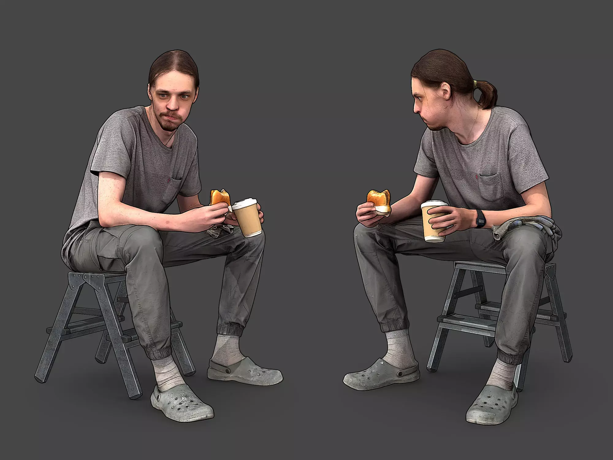 Worker in Gray Chew 3D model