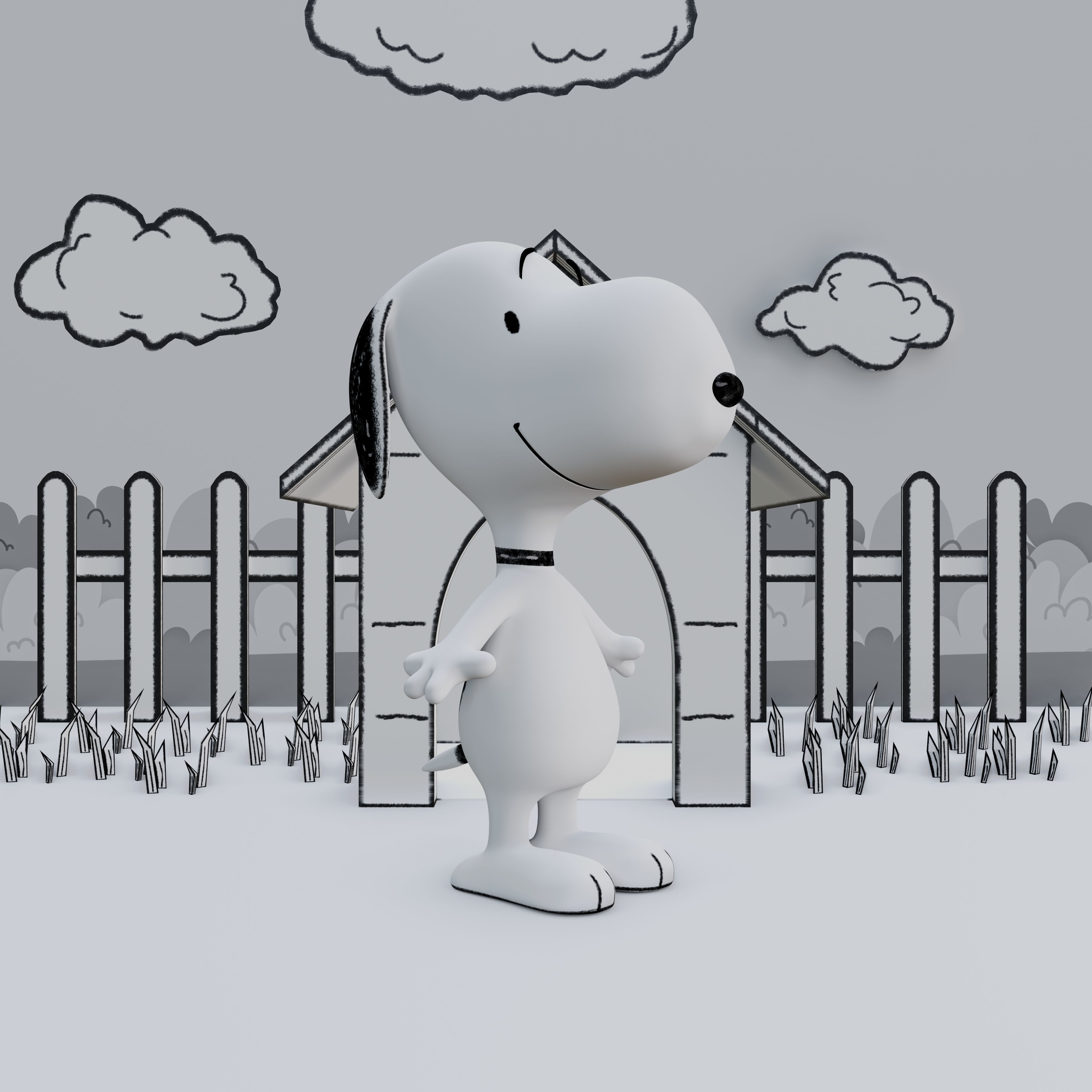 Snoopy Classic Rigged PBR Low-poly 3D model_29