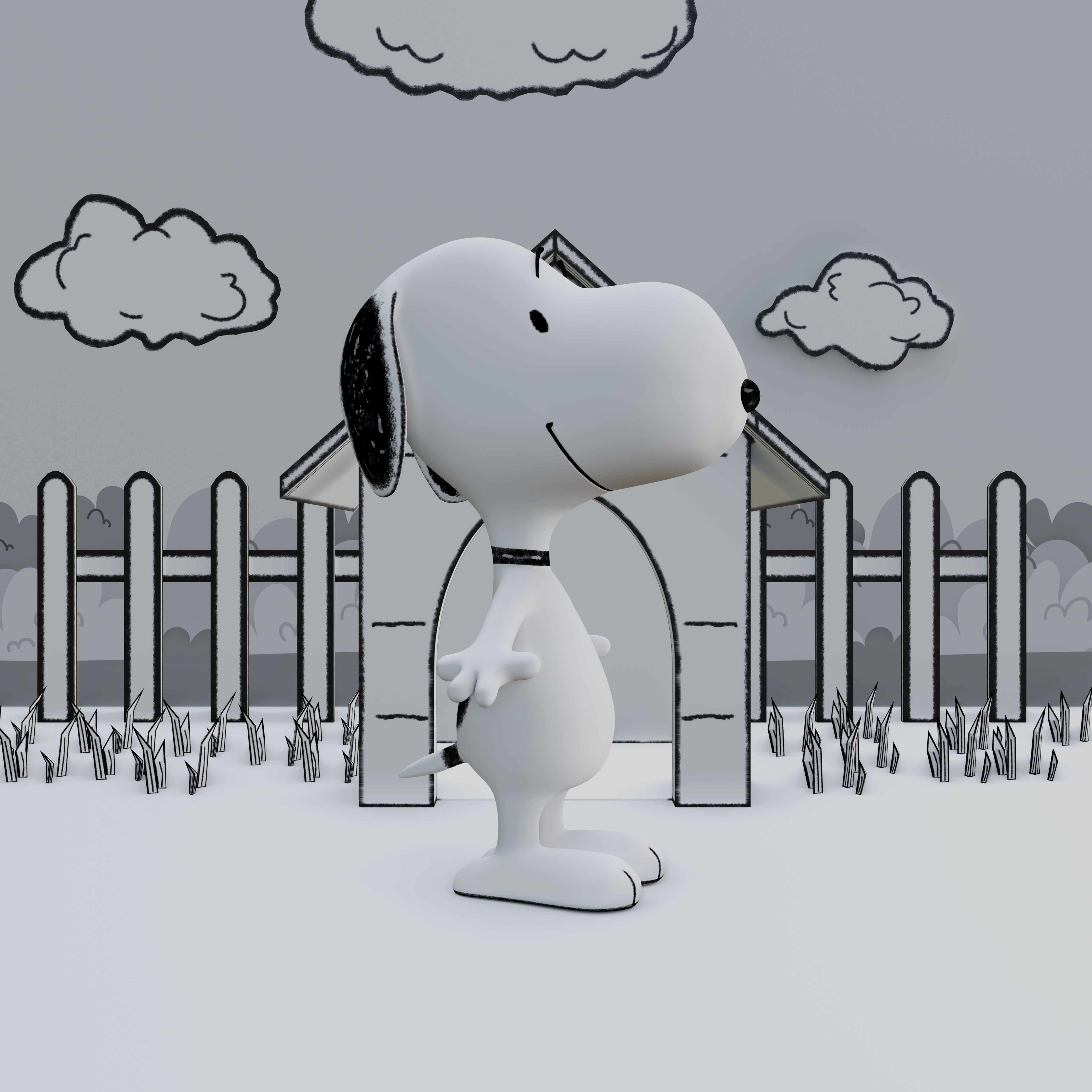 Snoopy Classic Rigged PBR Low-poly 3D model_28