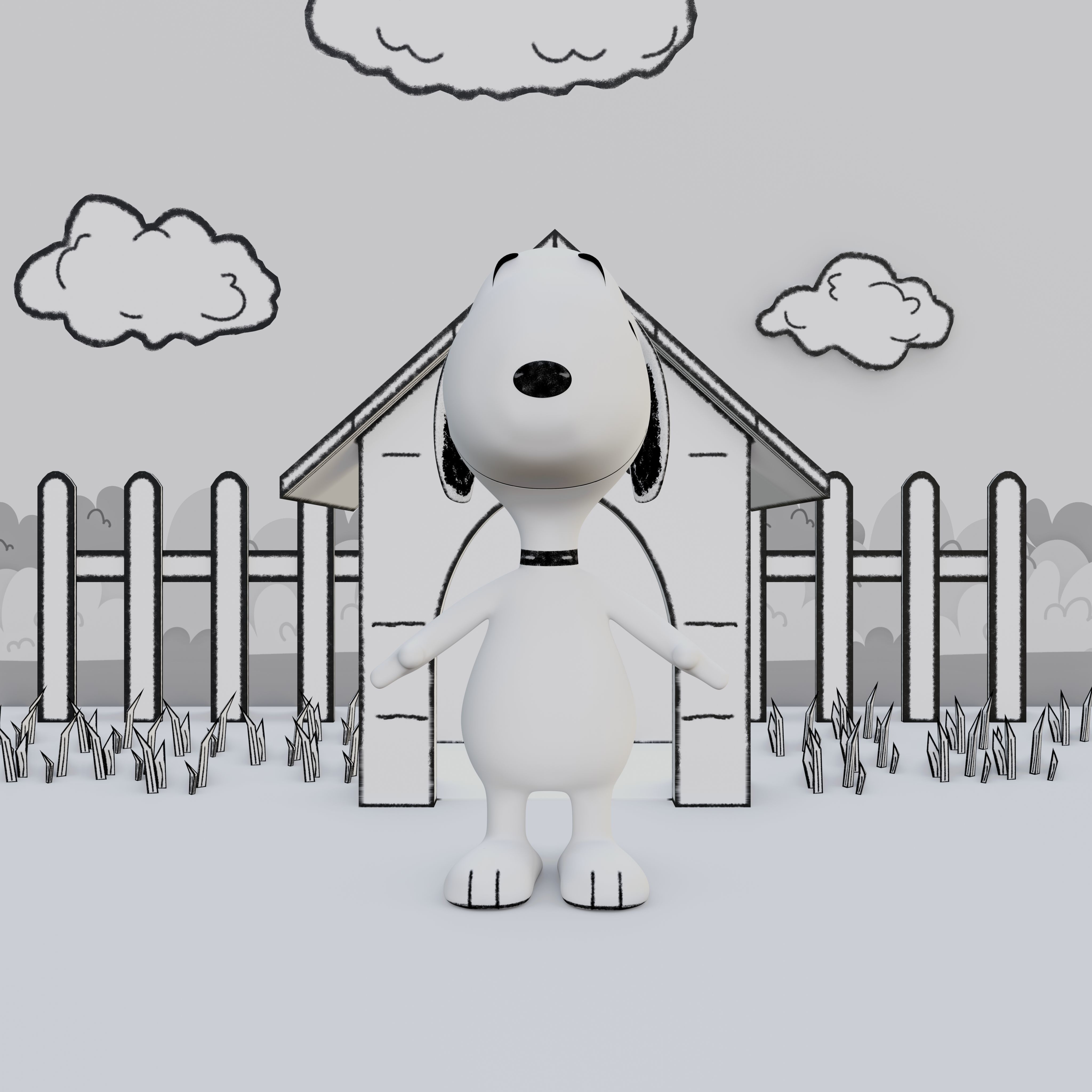 Snoopy Classic Rigged PBR Low-poly 3D model_12