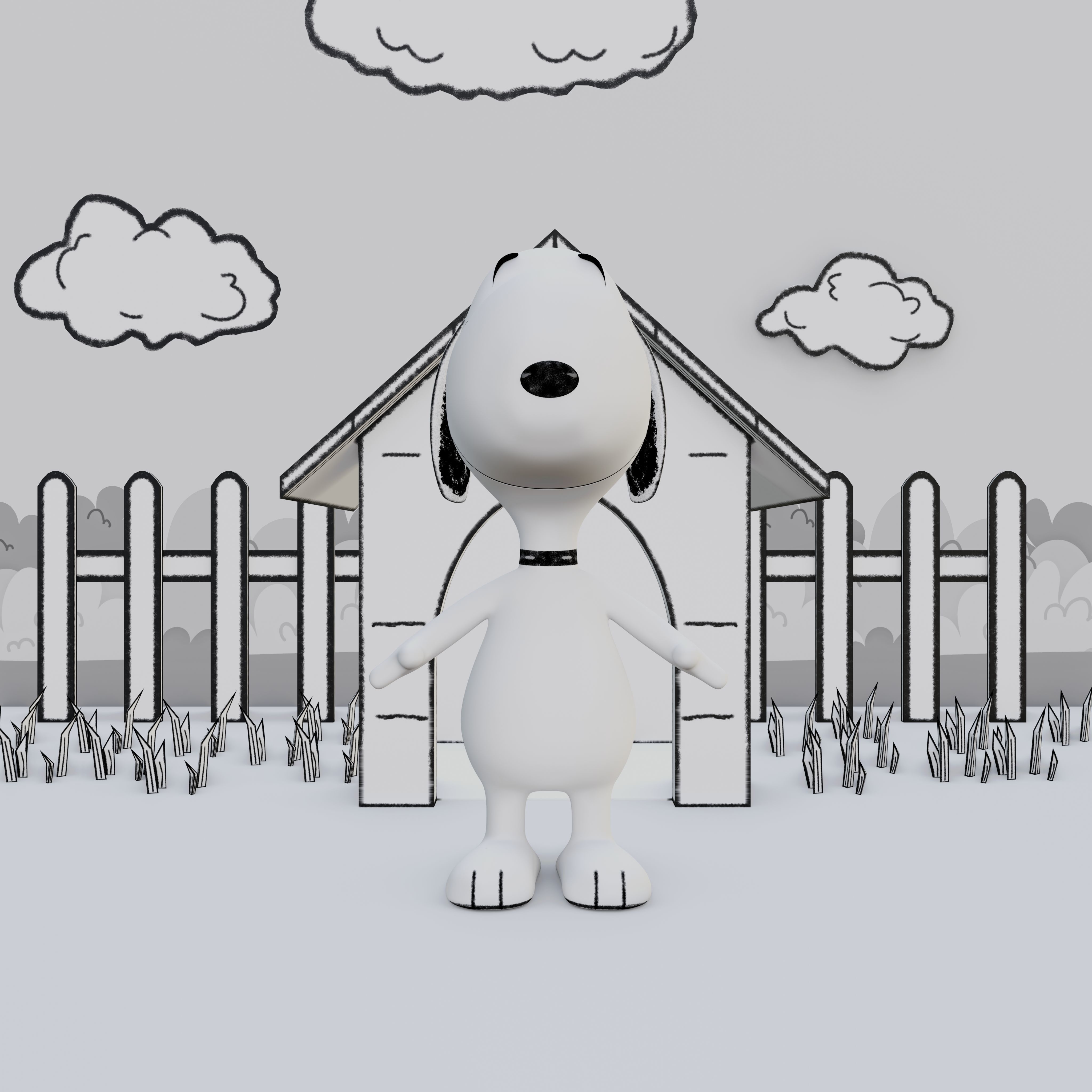 Snoopy Classic Rigged PBR Low-poly 3D model_11