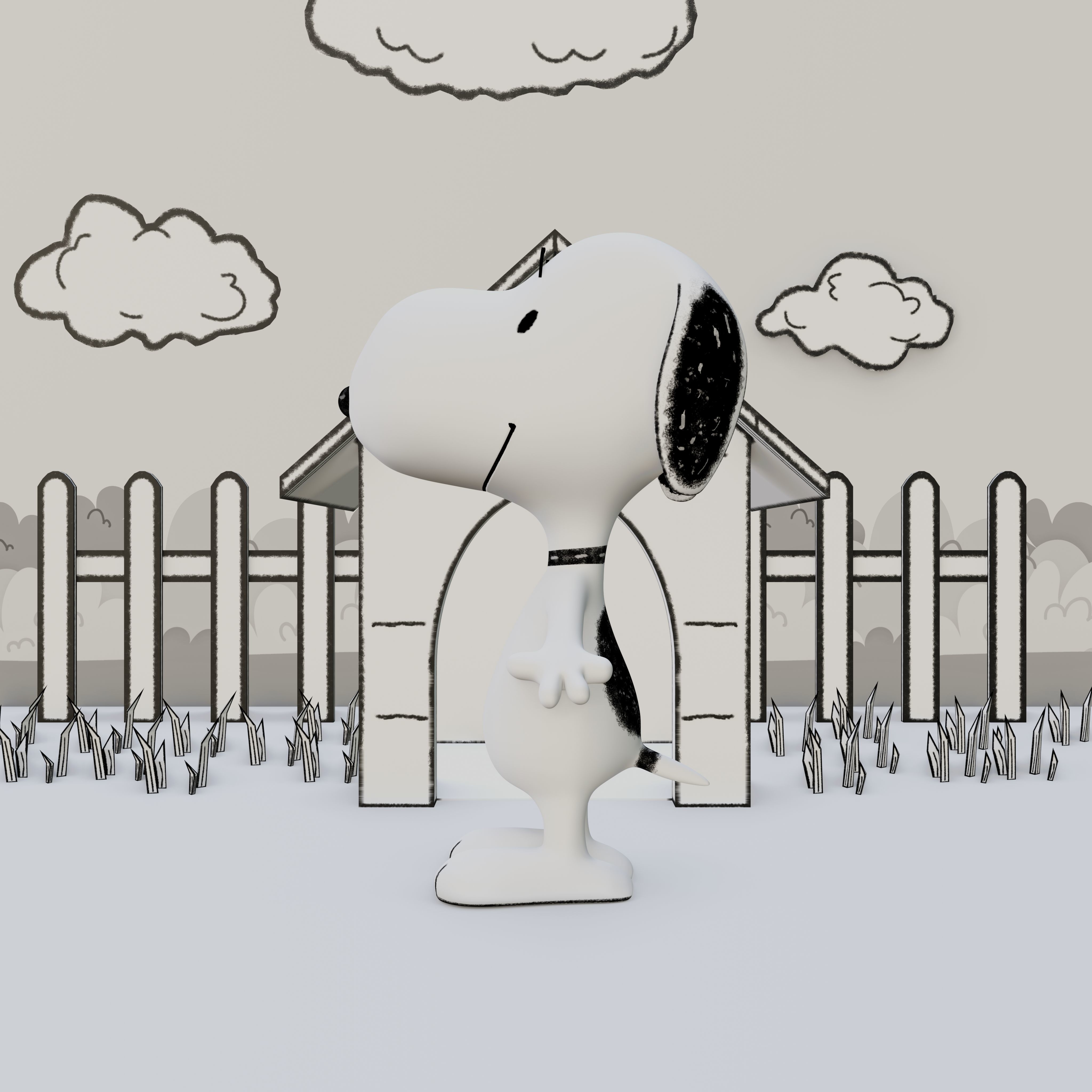 Snoopy Classic Rigged PBR Low-poly 3D model_19