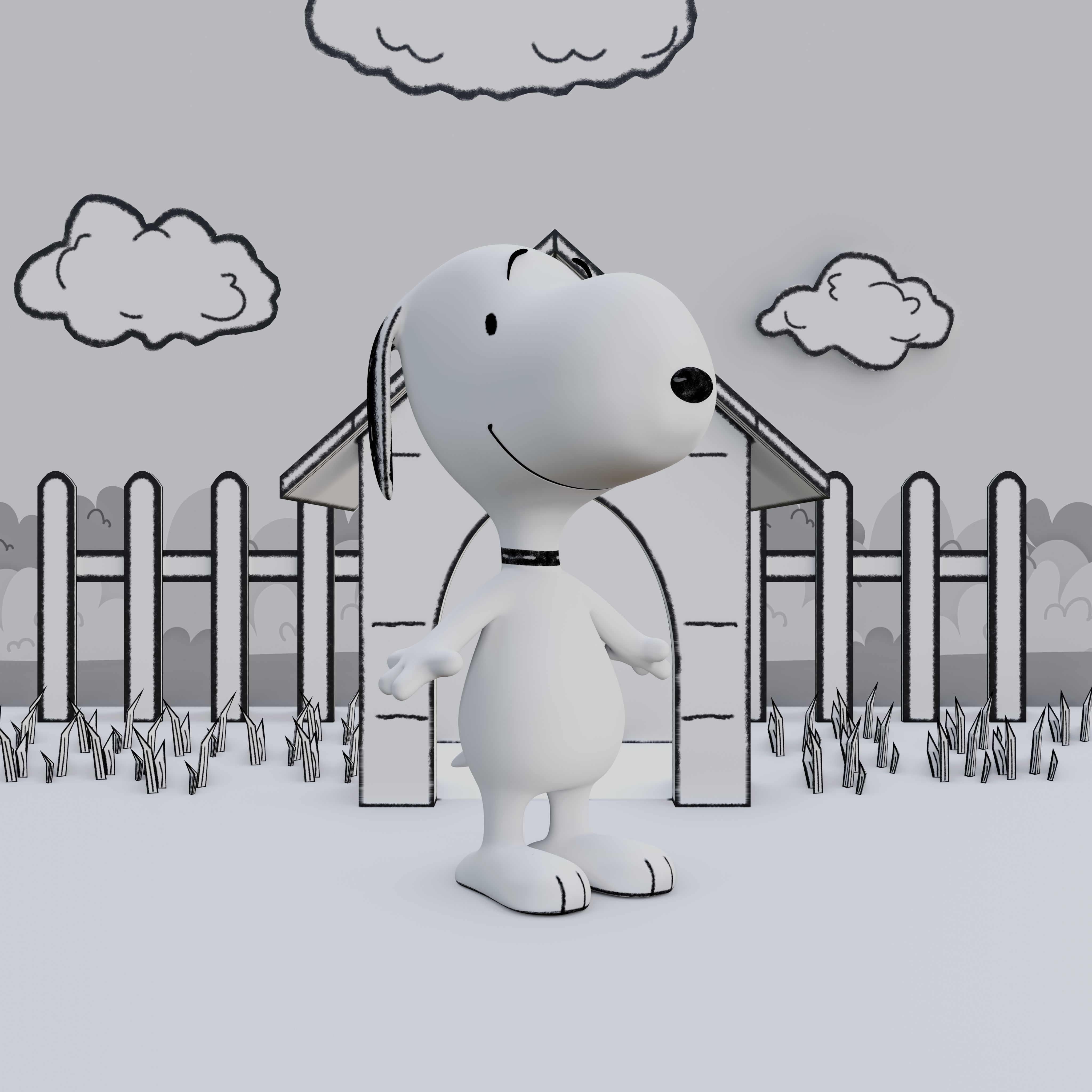Snoopy Classic Rigged PBR Low-poly 3D model_30