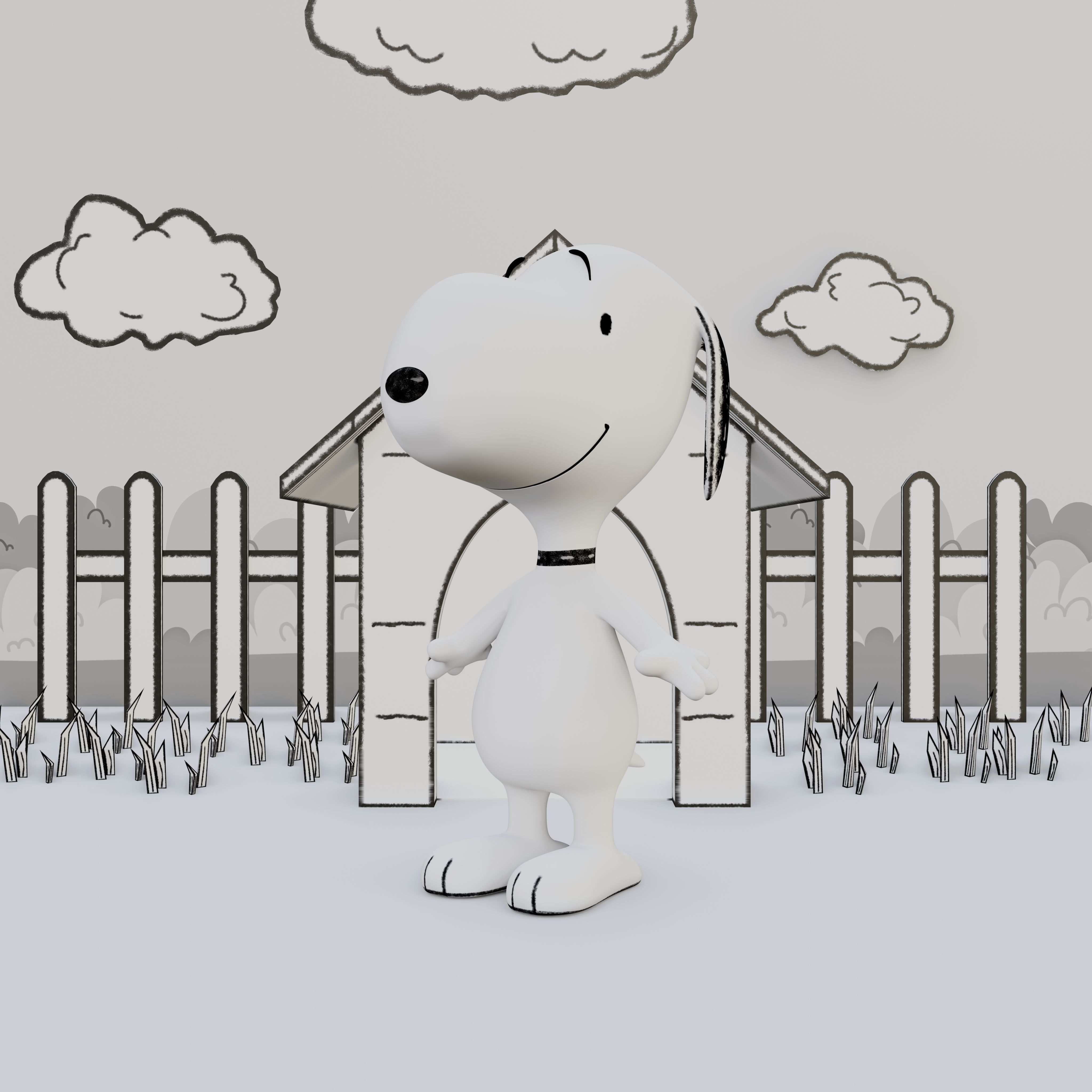 Snoopy Classic Rigged PBR Low-poly 3D model_16