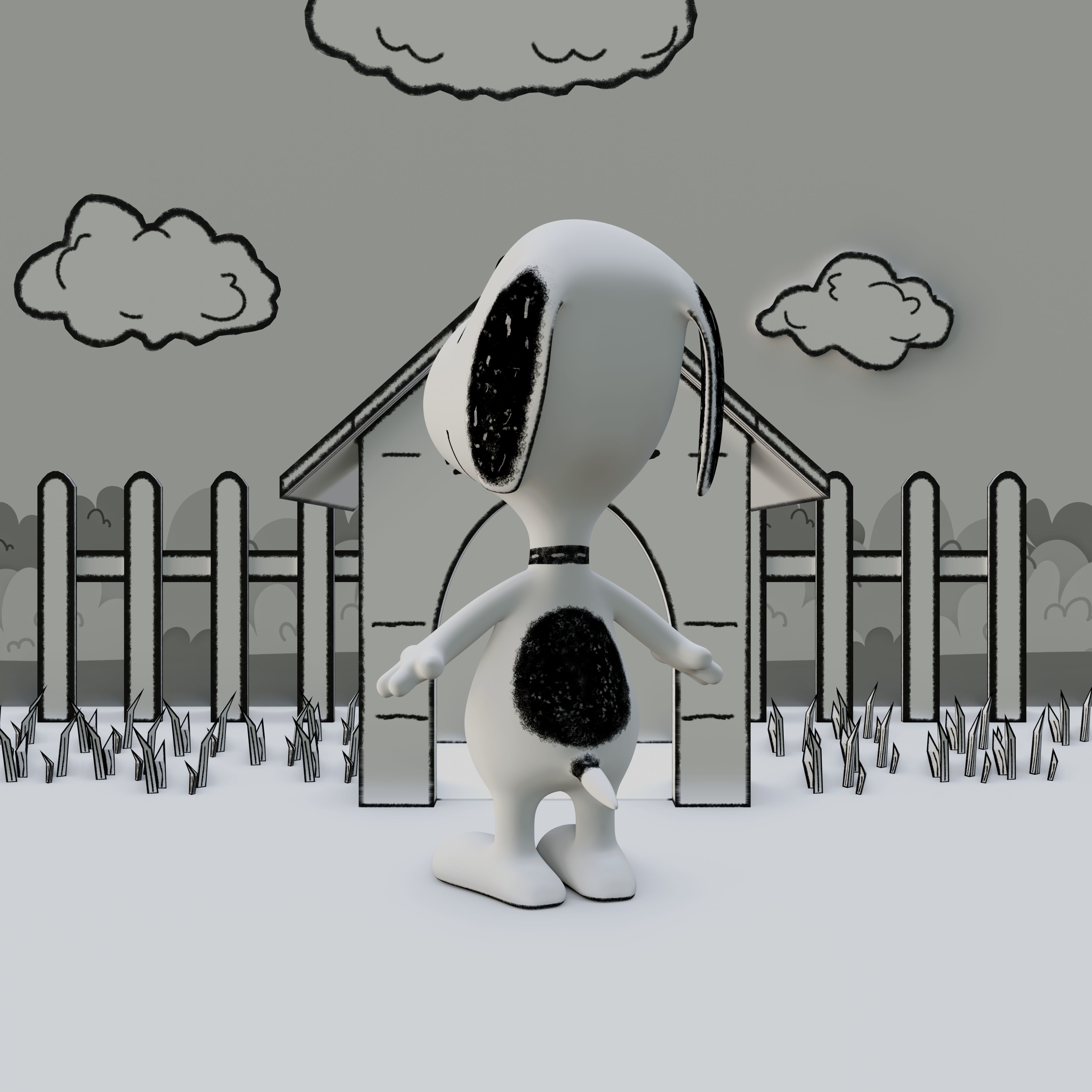 Snoopy Classic Rigged PBR Low-poly 3D model_22