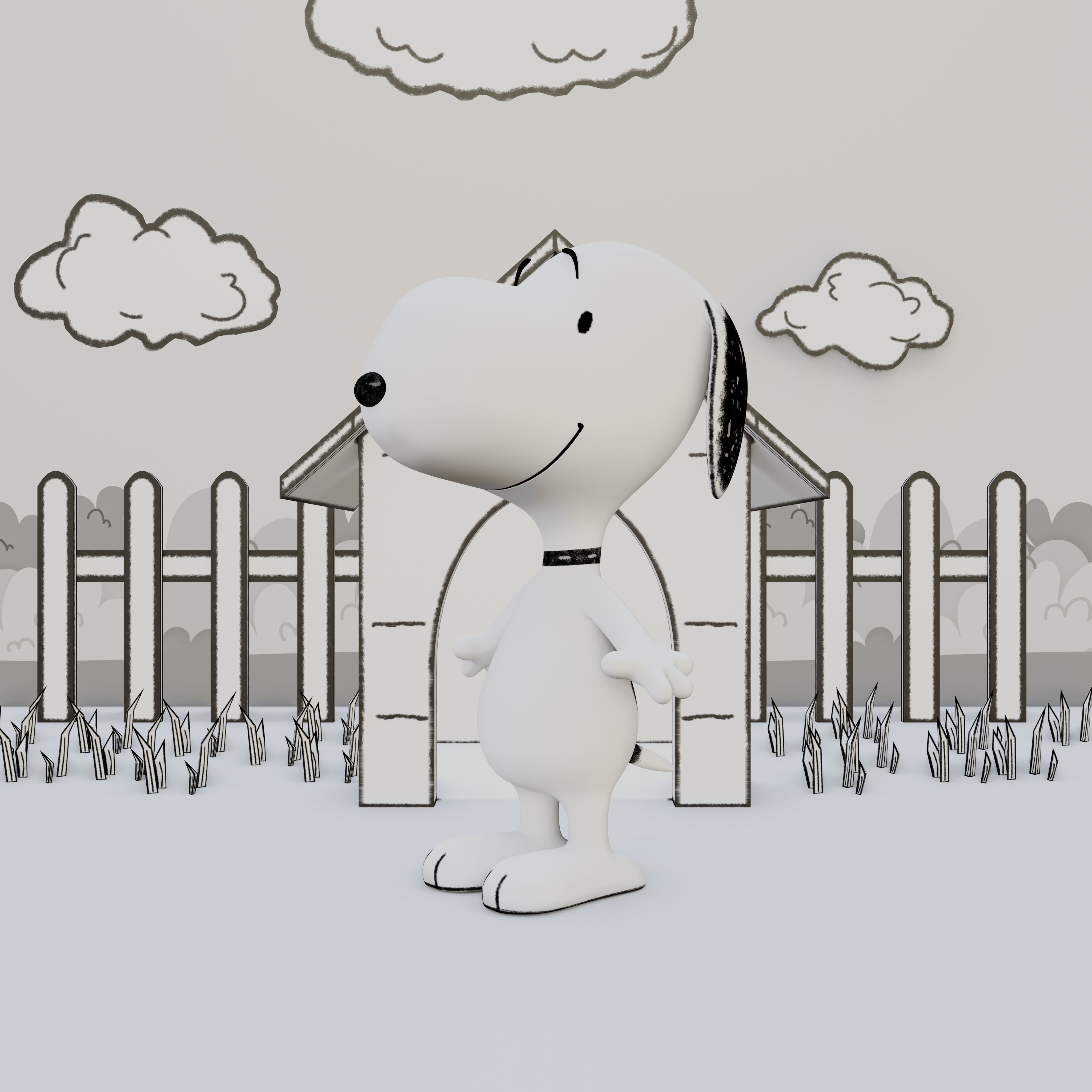 Snoopy Classic Rigged PBR Low-poly 3D model_17