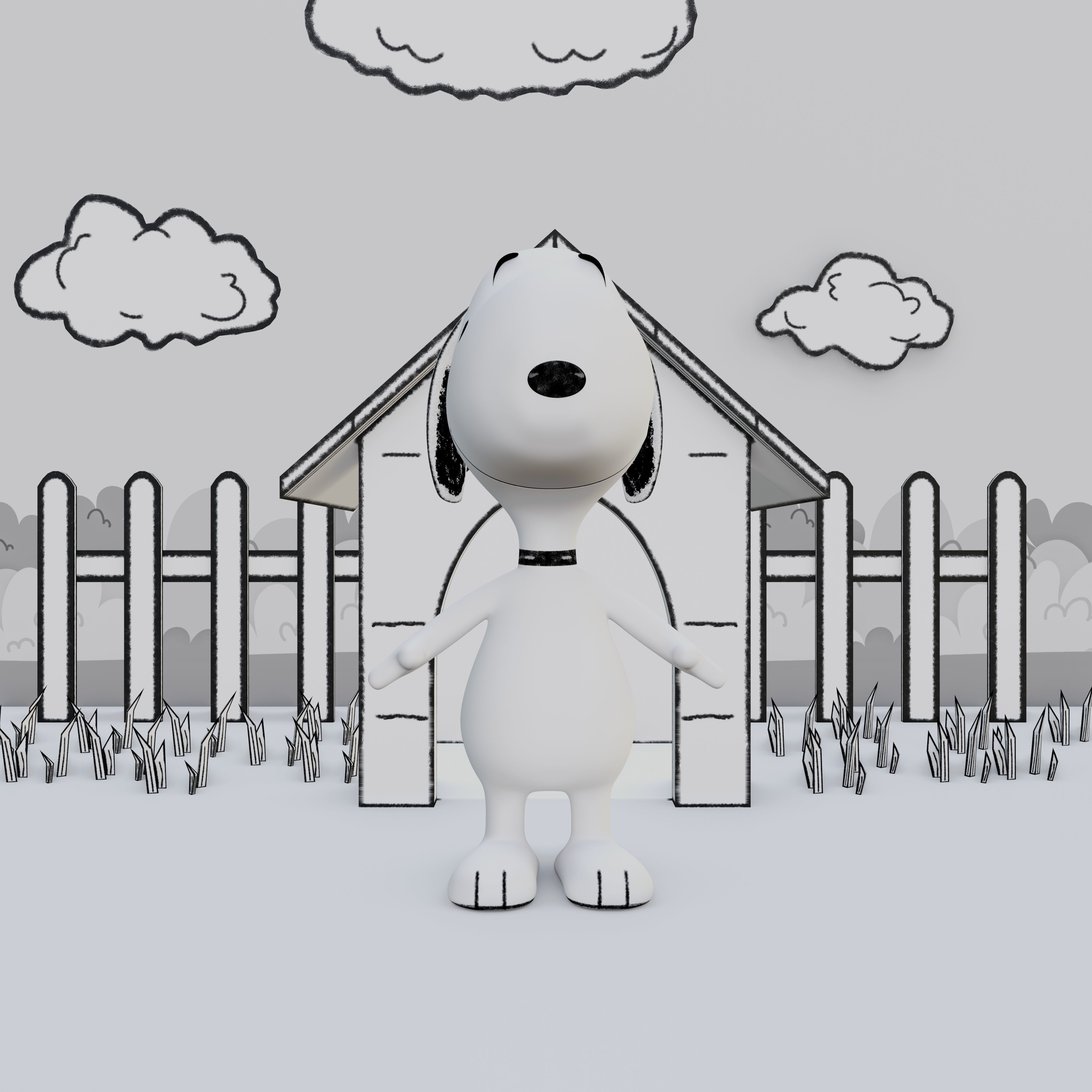 Snoopy Classic Rigged PBR Low-poly 3D model_34