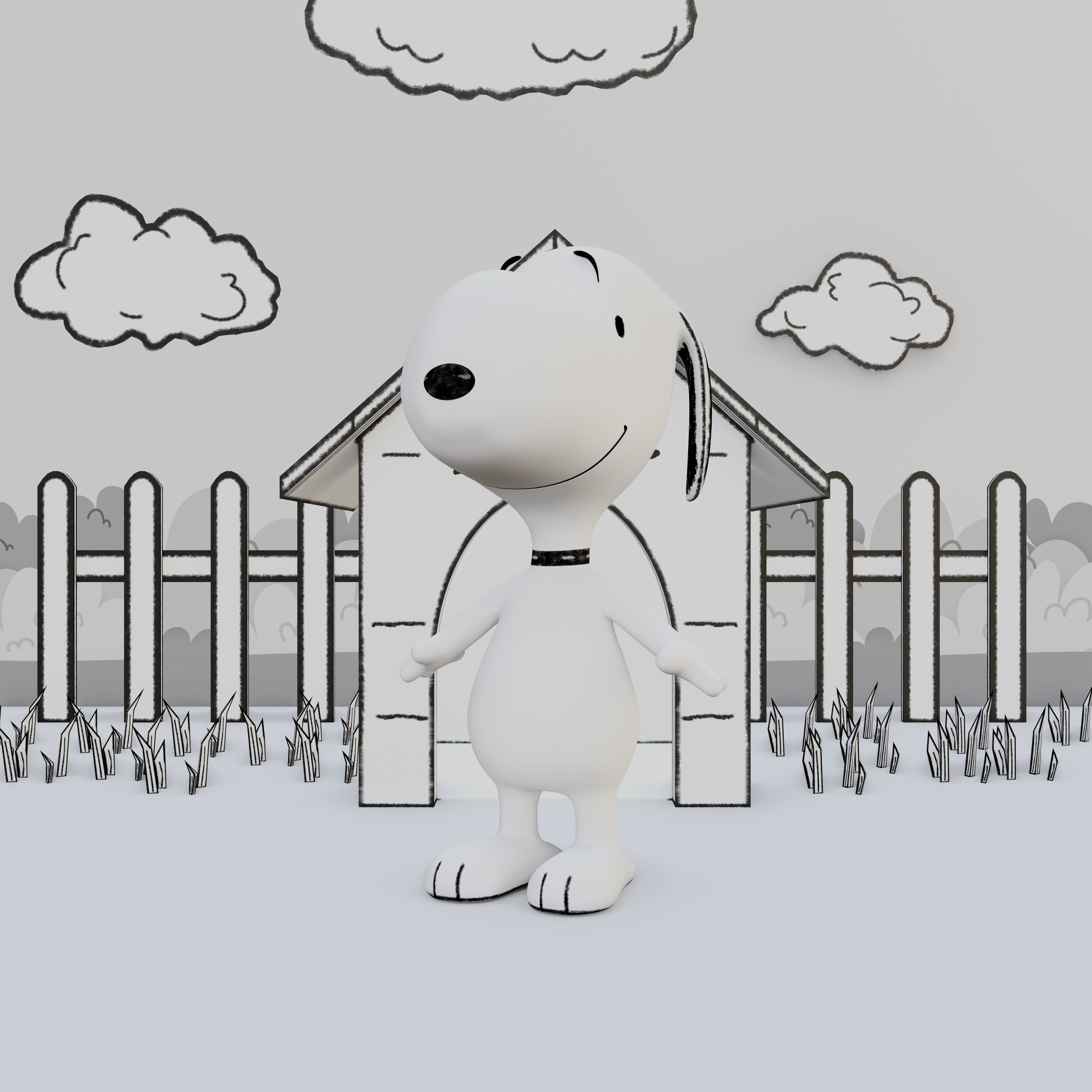 Snoopy Classic Rigged PBR Low-poly 3D model_15