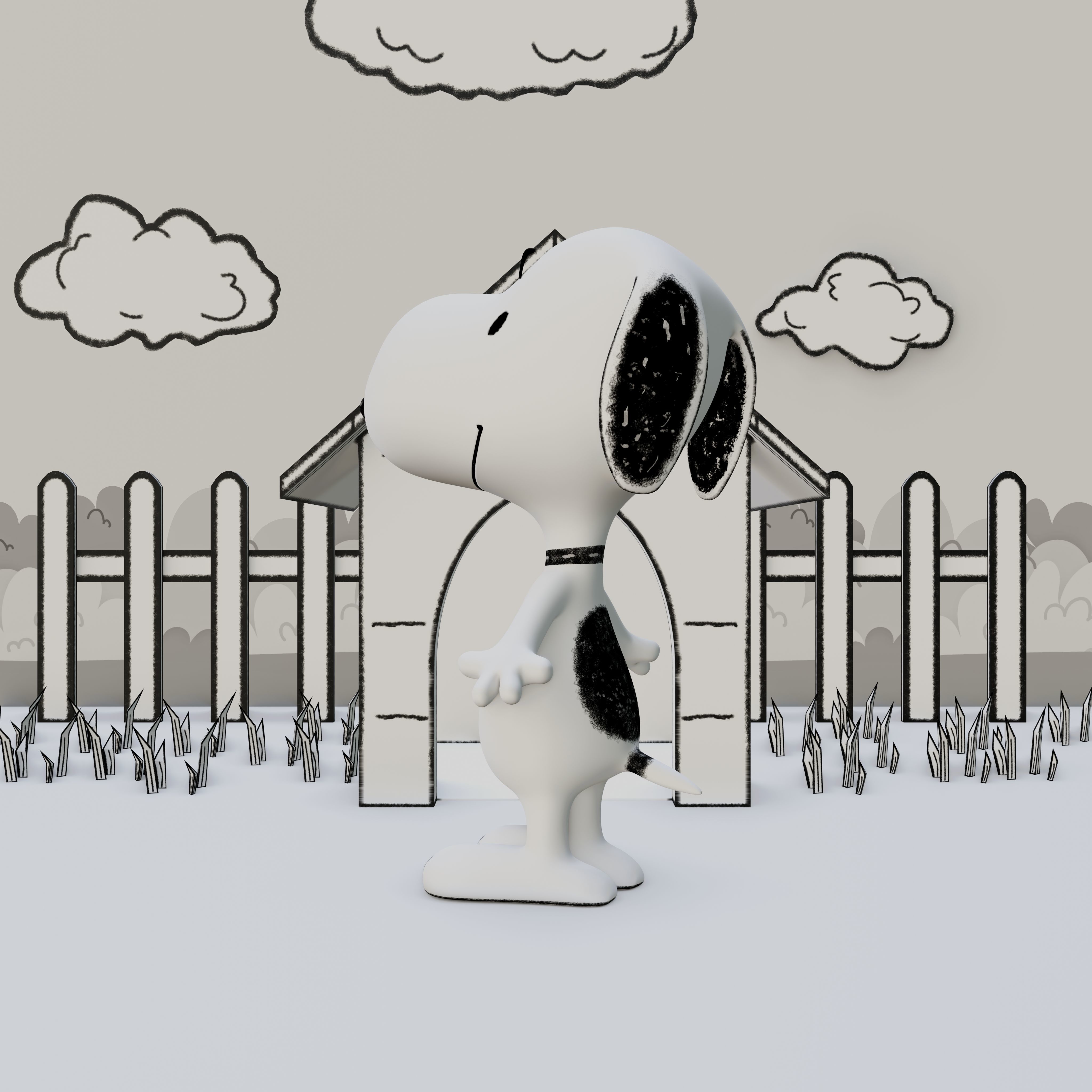 Snoopy Classic Rigged PBR Low-poly 3D model_20