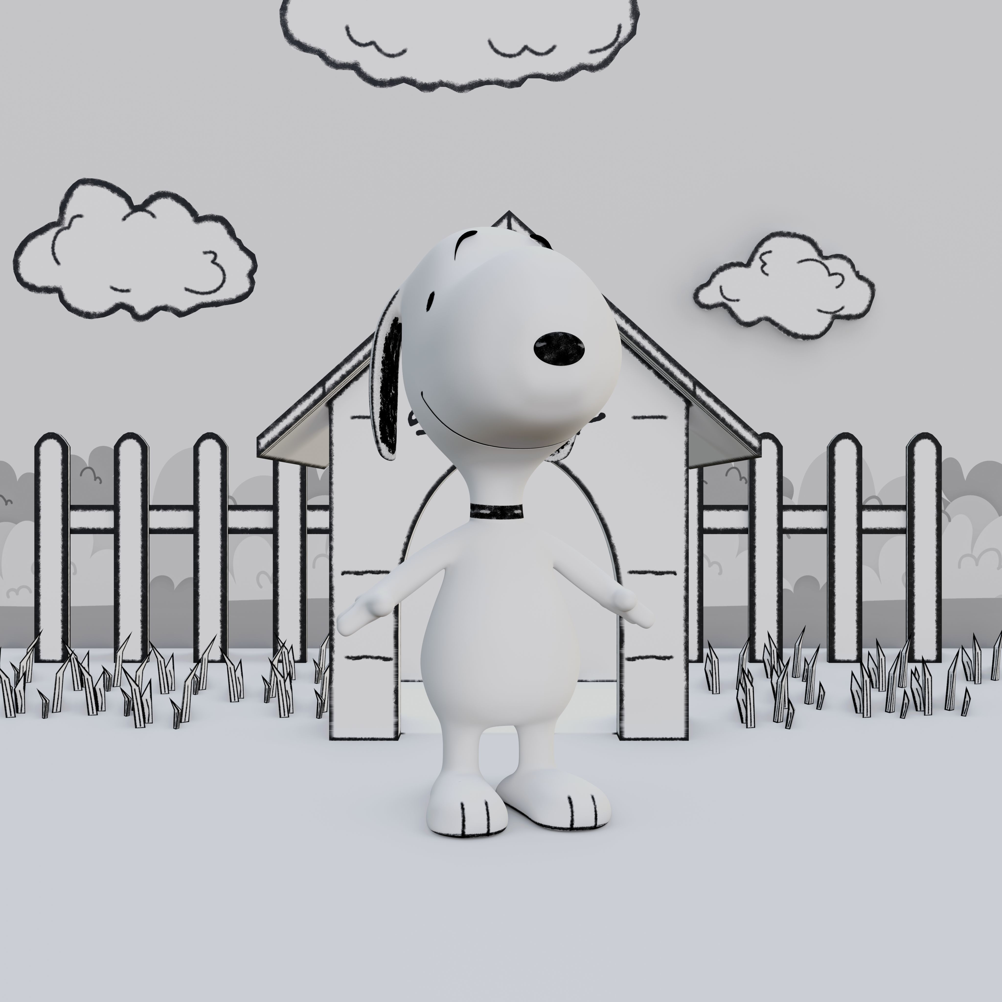 Snoopy Classic Rigged PBR Low-poly 3D model_32