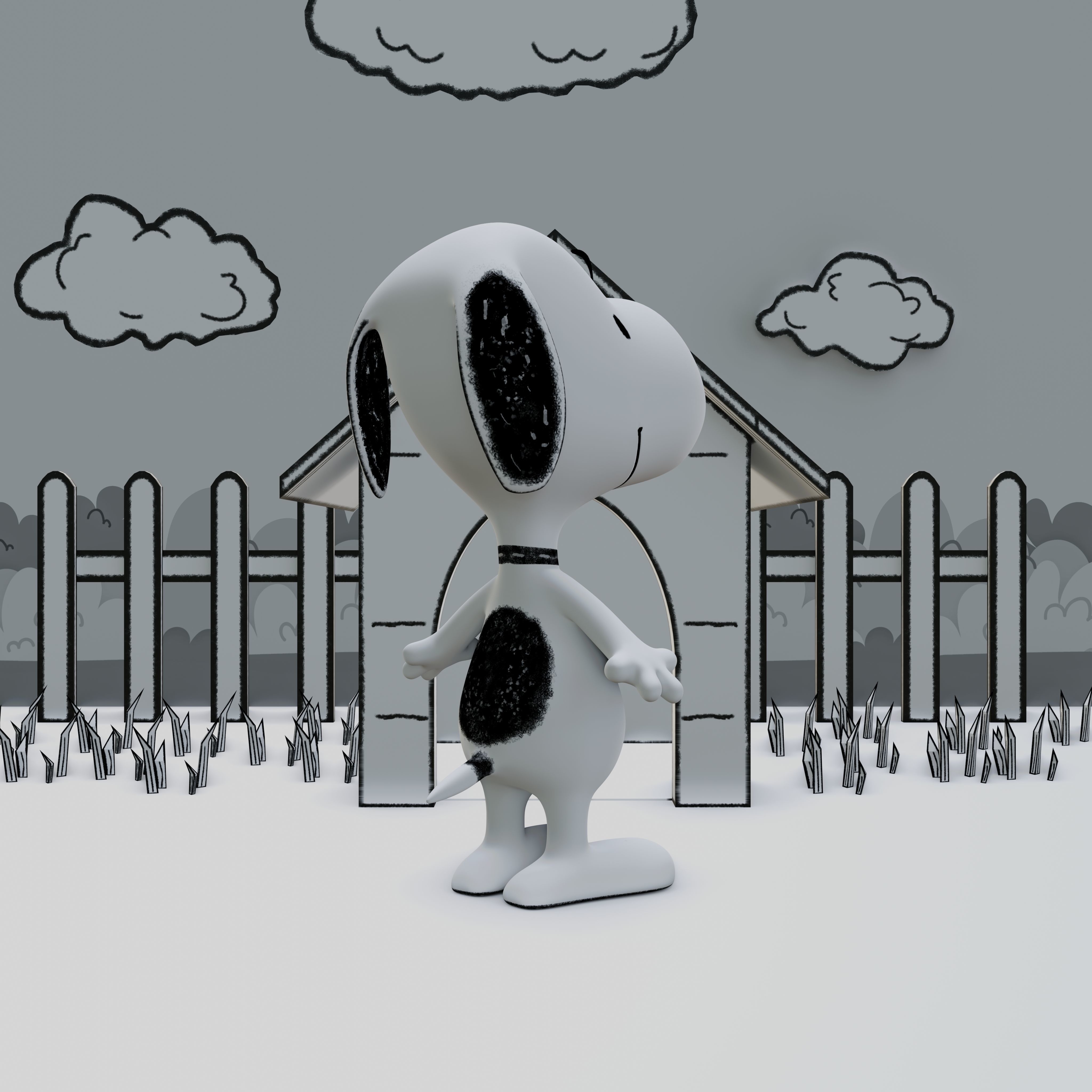 Snoopy Classic Rigged PBR Low-poly 3D model_25