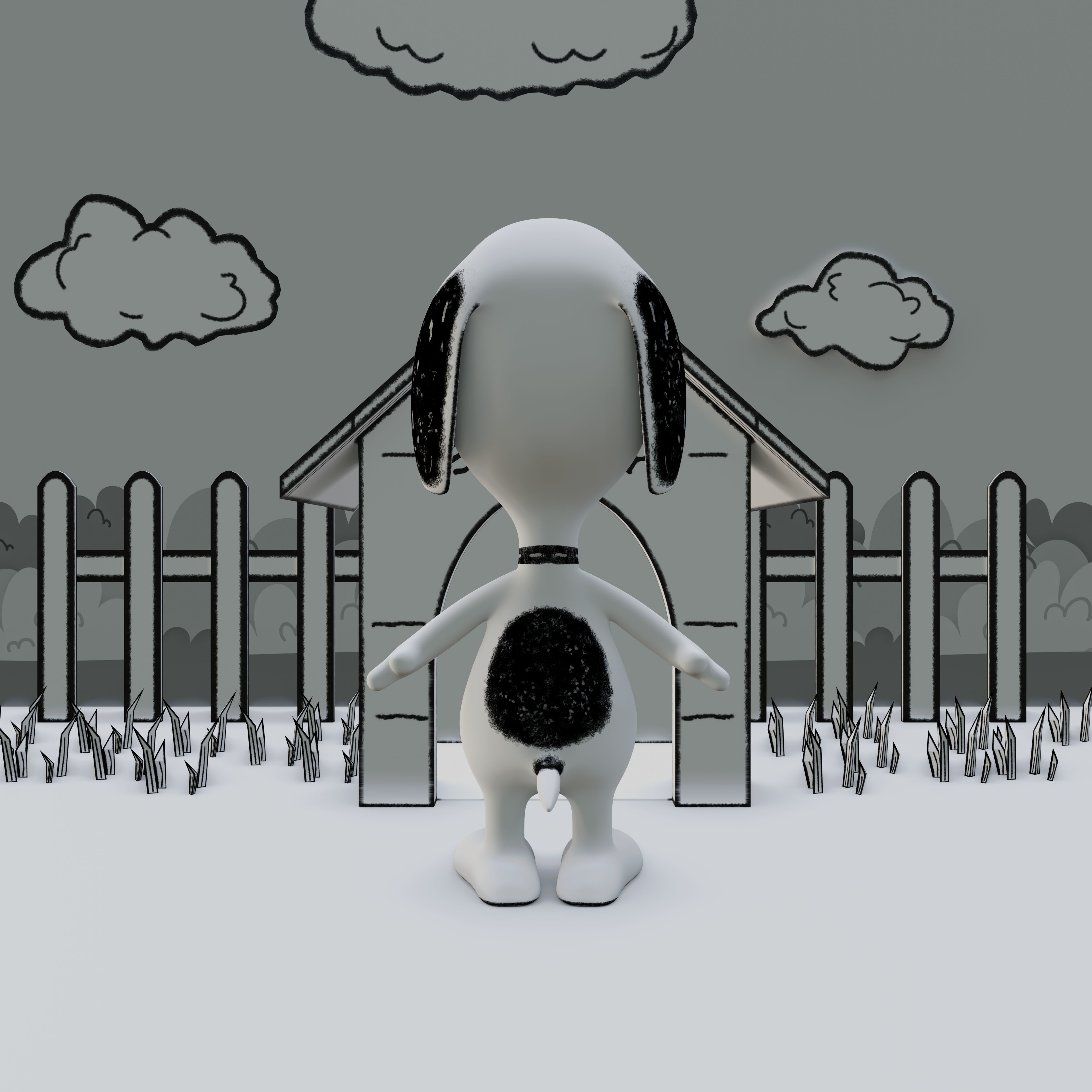 Snoopy Classic Rigged PBR Low-poly 3D model_23