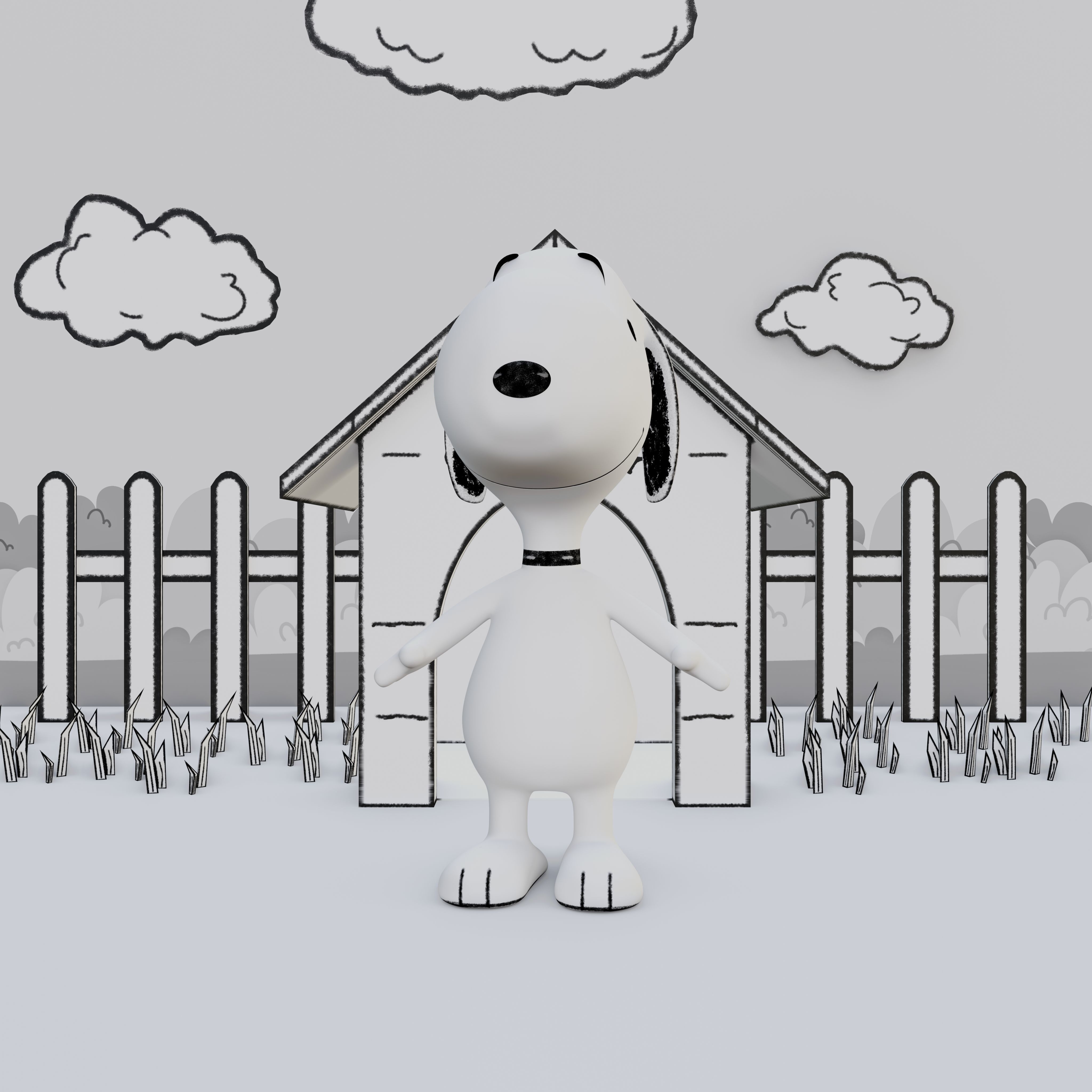 Snoopy Classic Rigged PBR Low-poly 3D model_13