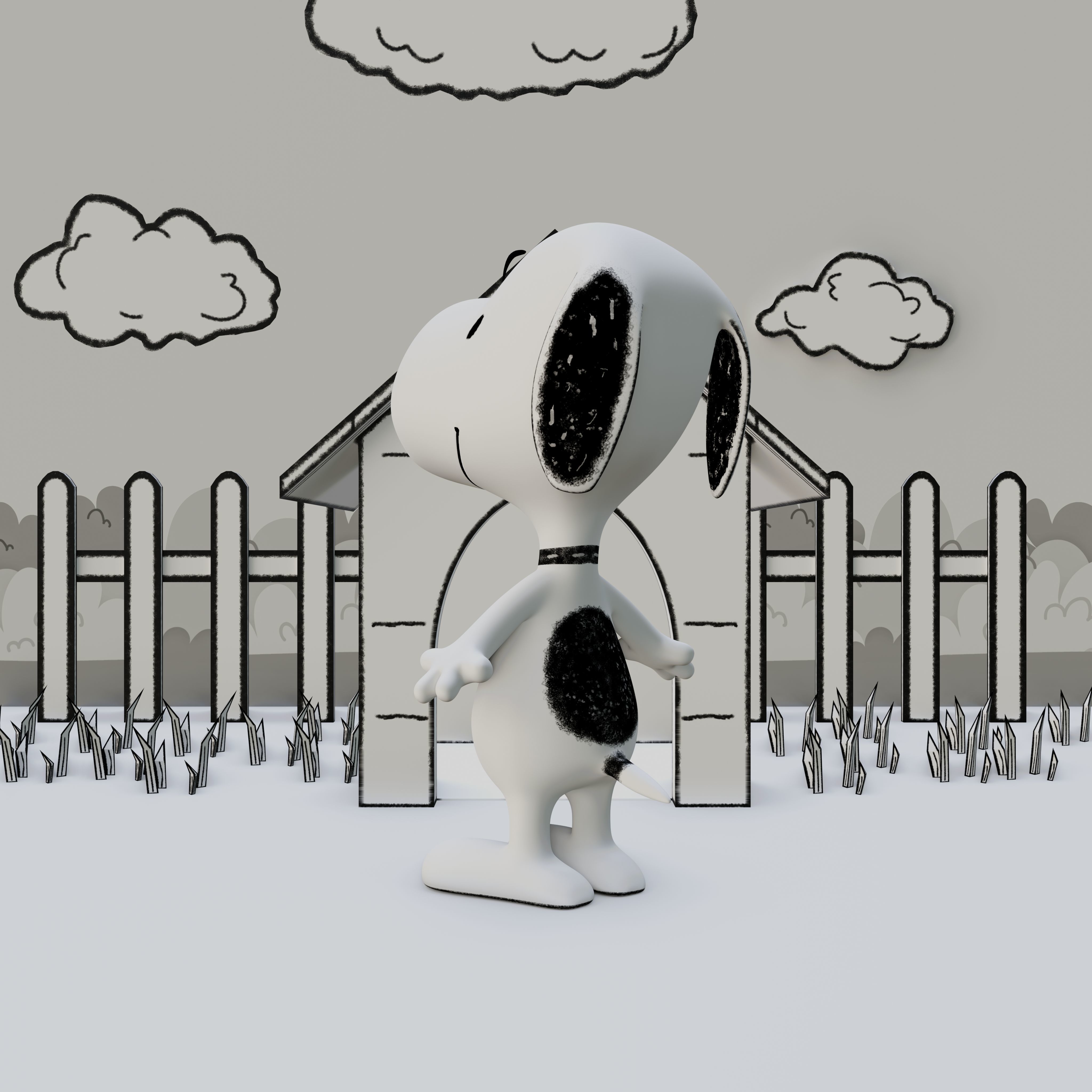 Snoopy Classic Rigged PBR Low-poly 3D model_21