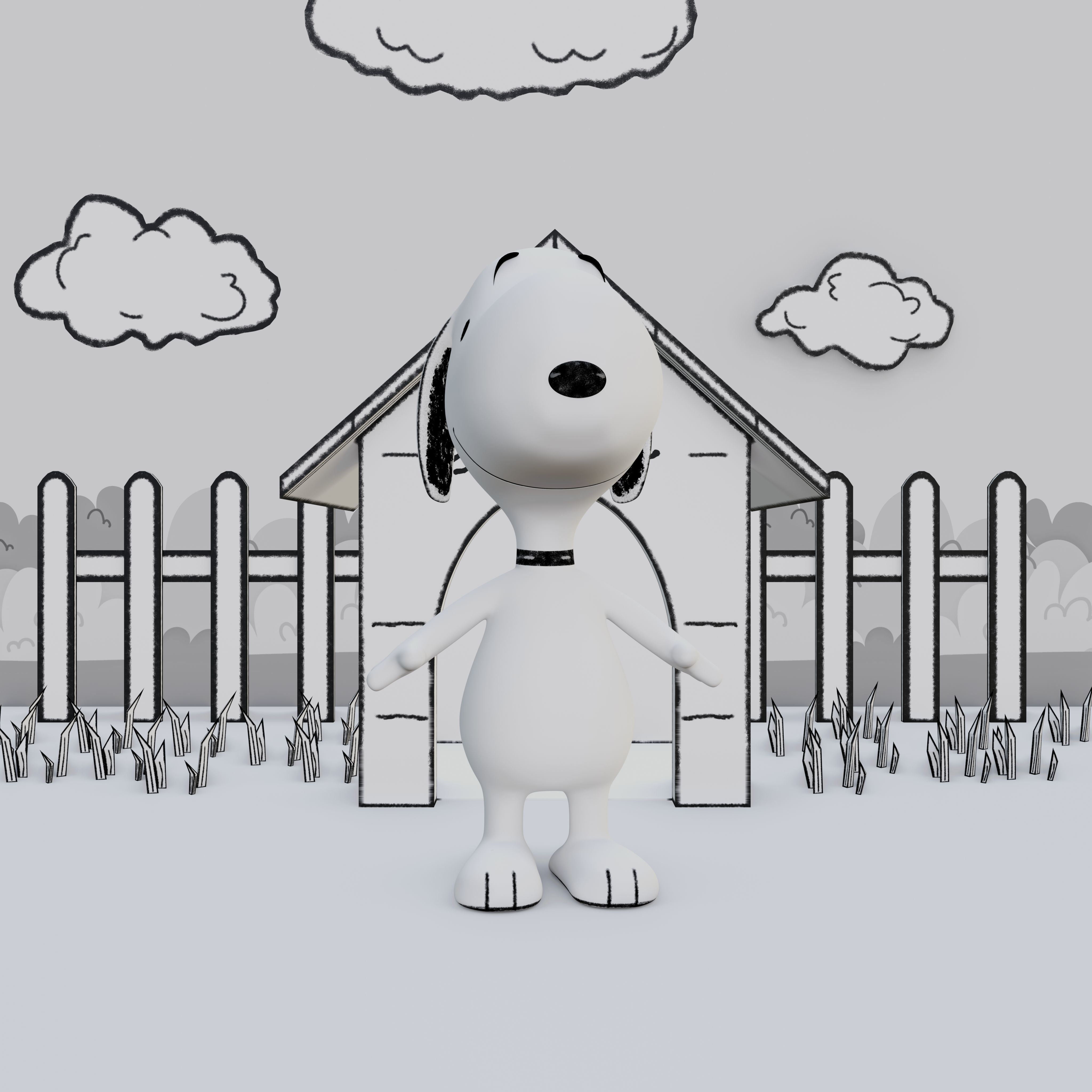 Snoopy Classic Rigged PBR Low-poly 3D model_33