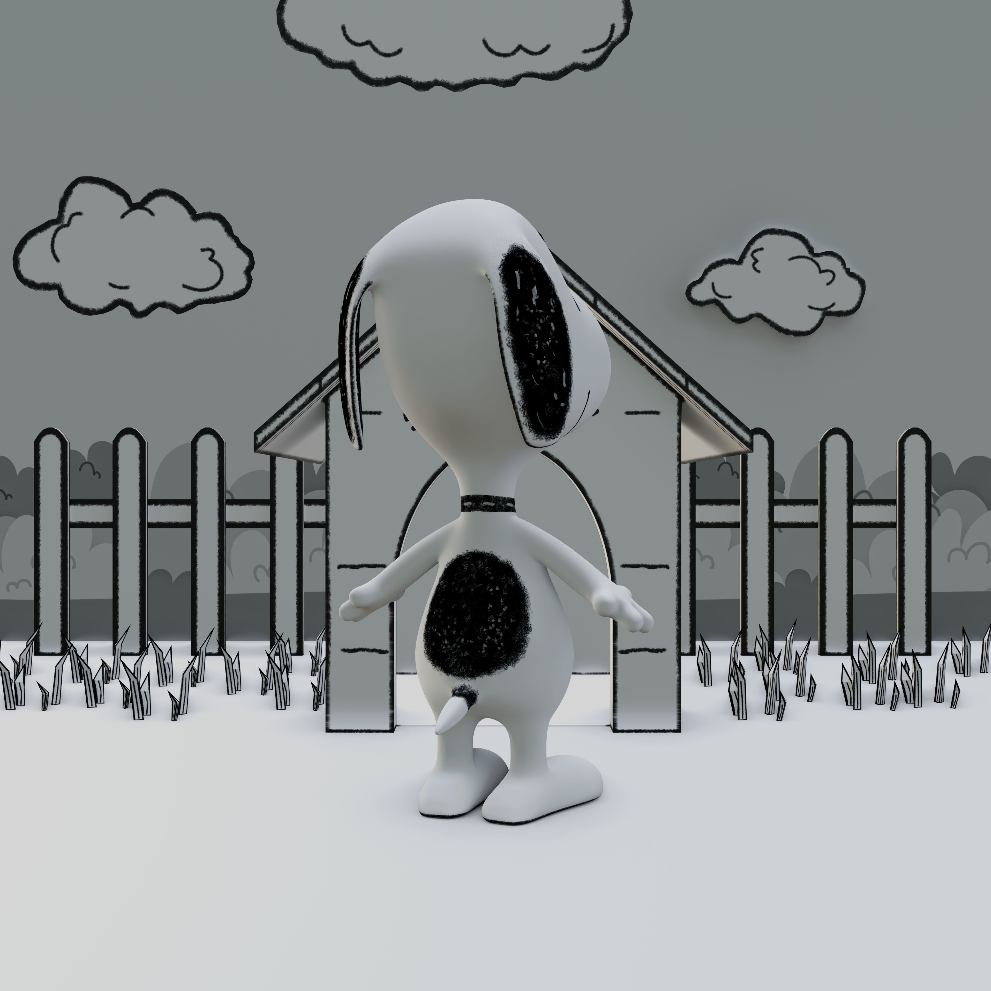 Snoopy Classic Rigged PBR Low-poly 3D model_24