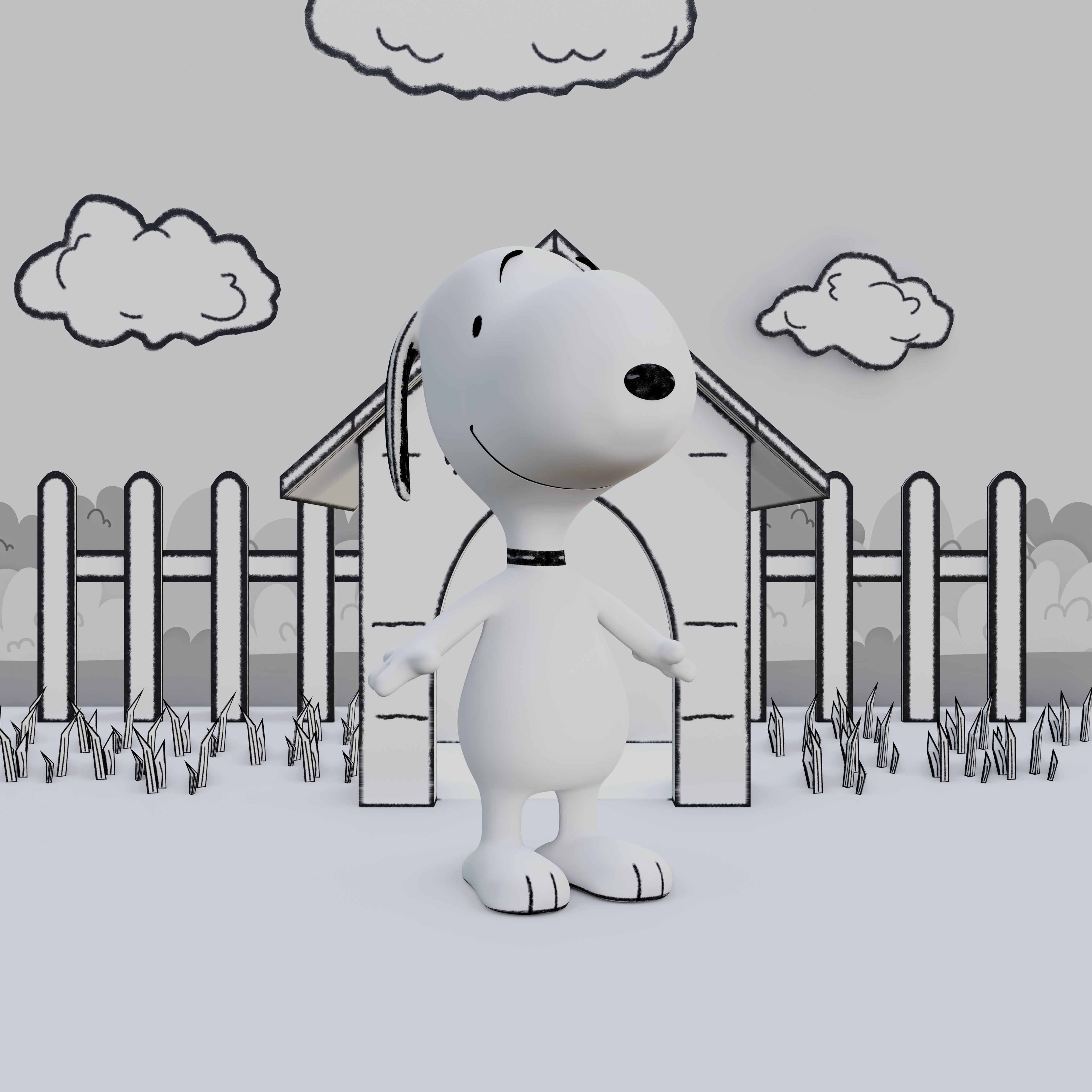Snoopy Classic Rigged PBR Low-poly 3D model_31