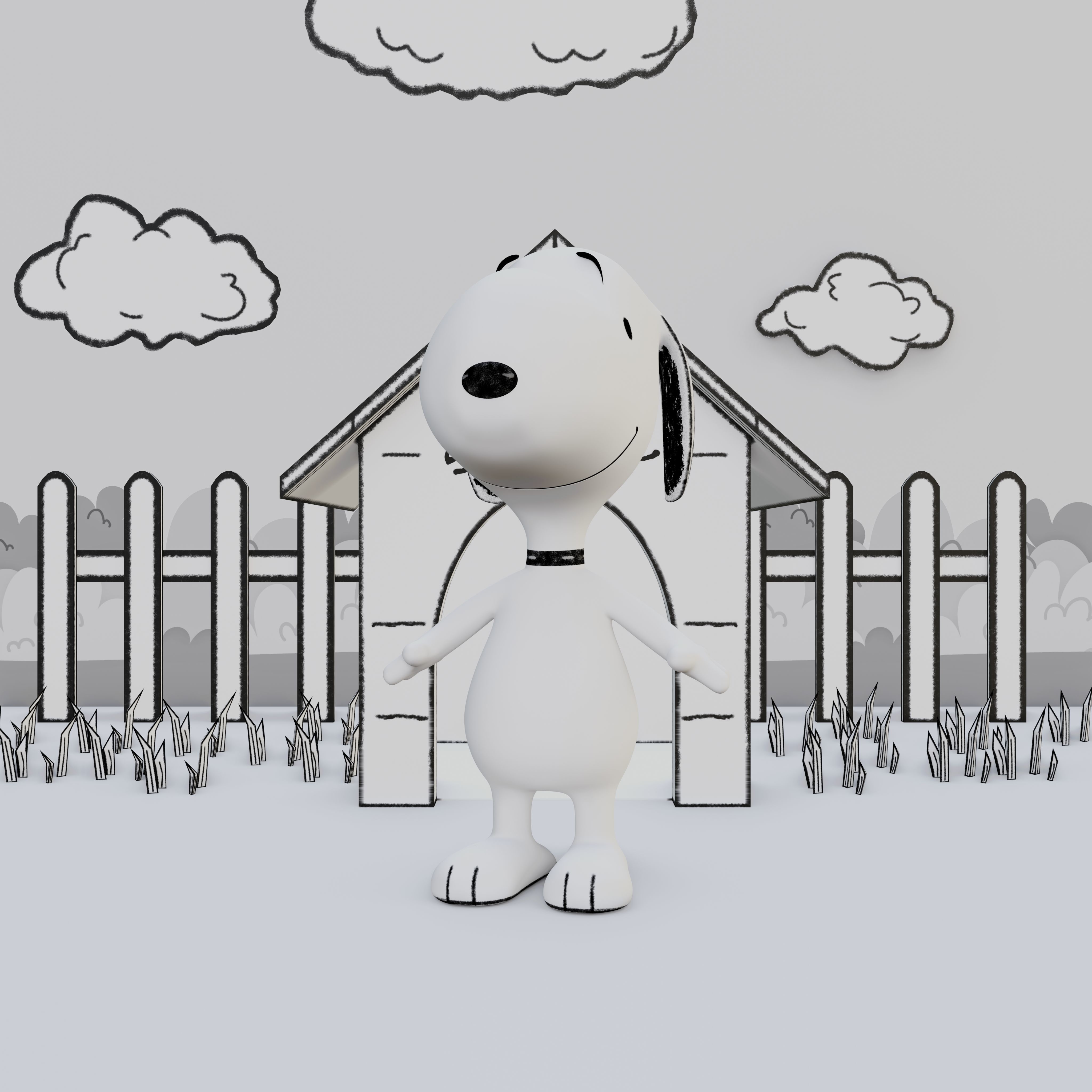 Snoopy Classic Rigged PBR Low-poly 3D model_14