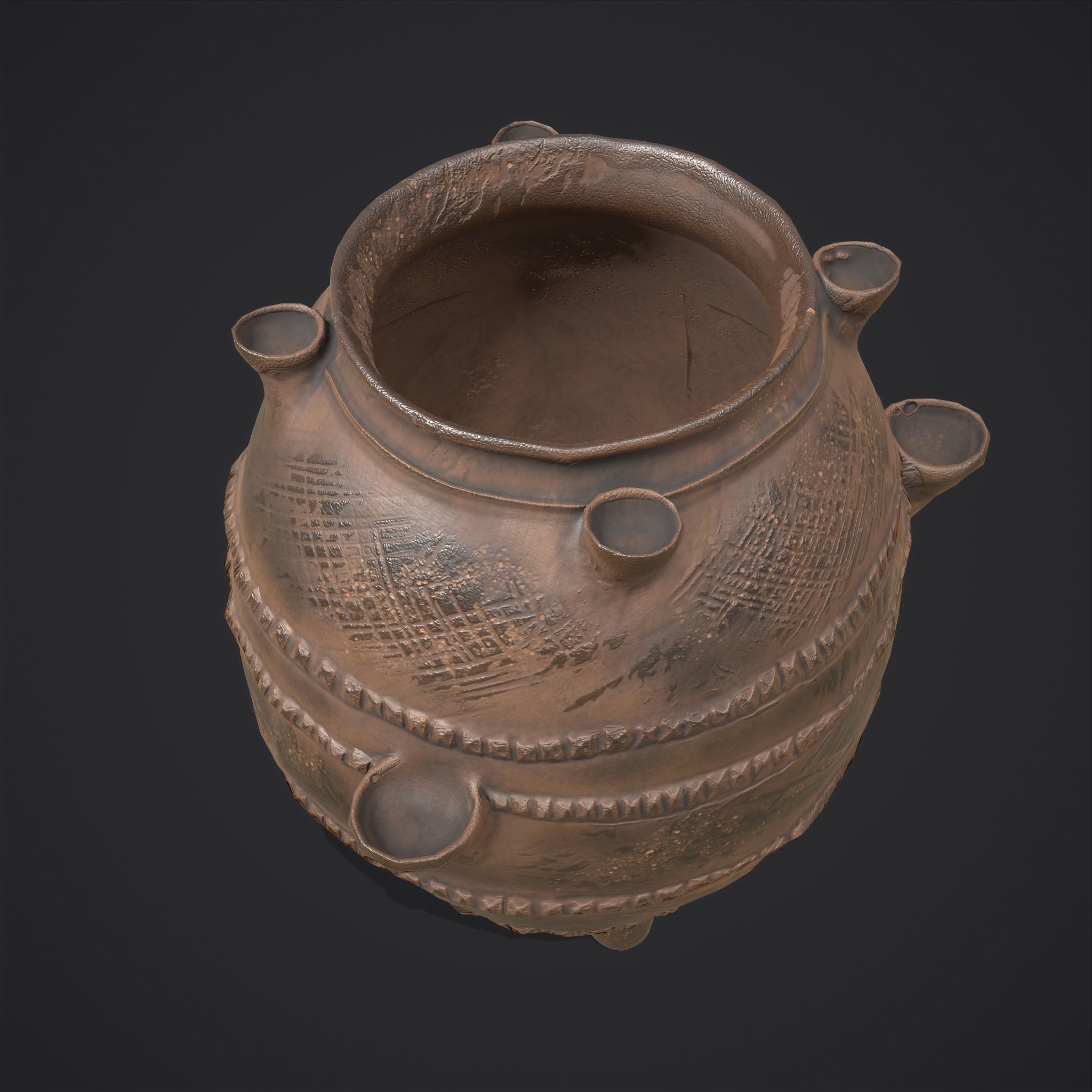 Ancient Pottery Low-poly 3D model_5