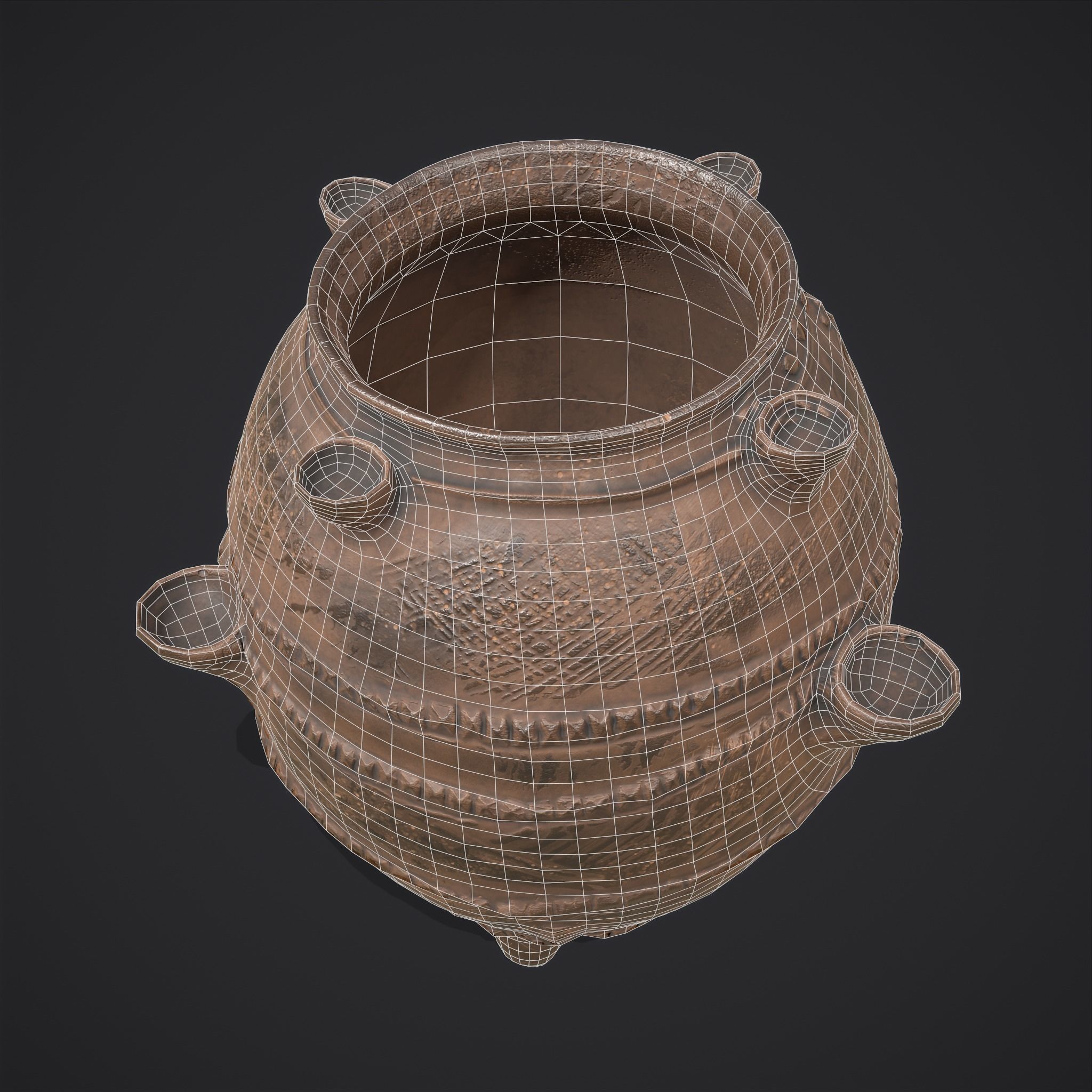 Ancient Pottery Low-poly 3D model_14