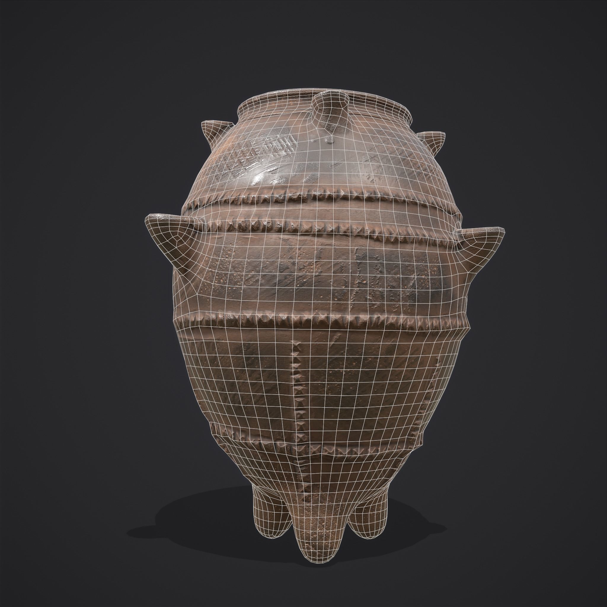 Ancient Pottery Low-poly 3D model_10