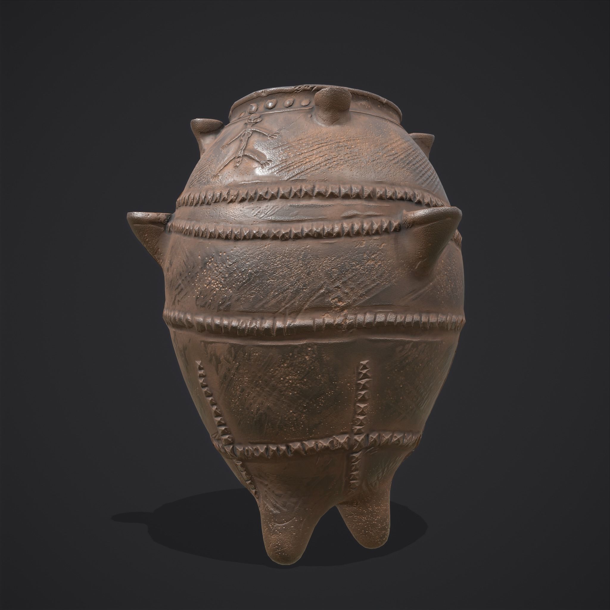 Ancient Pottery Low-poly 3D model_7