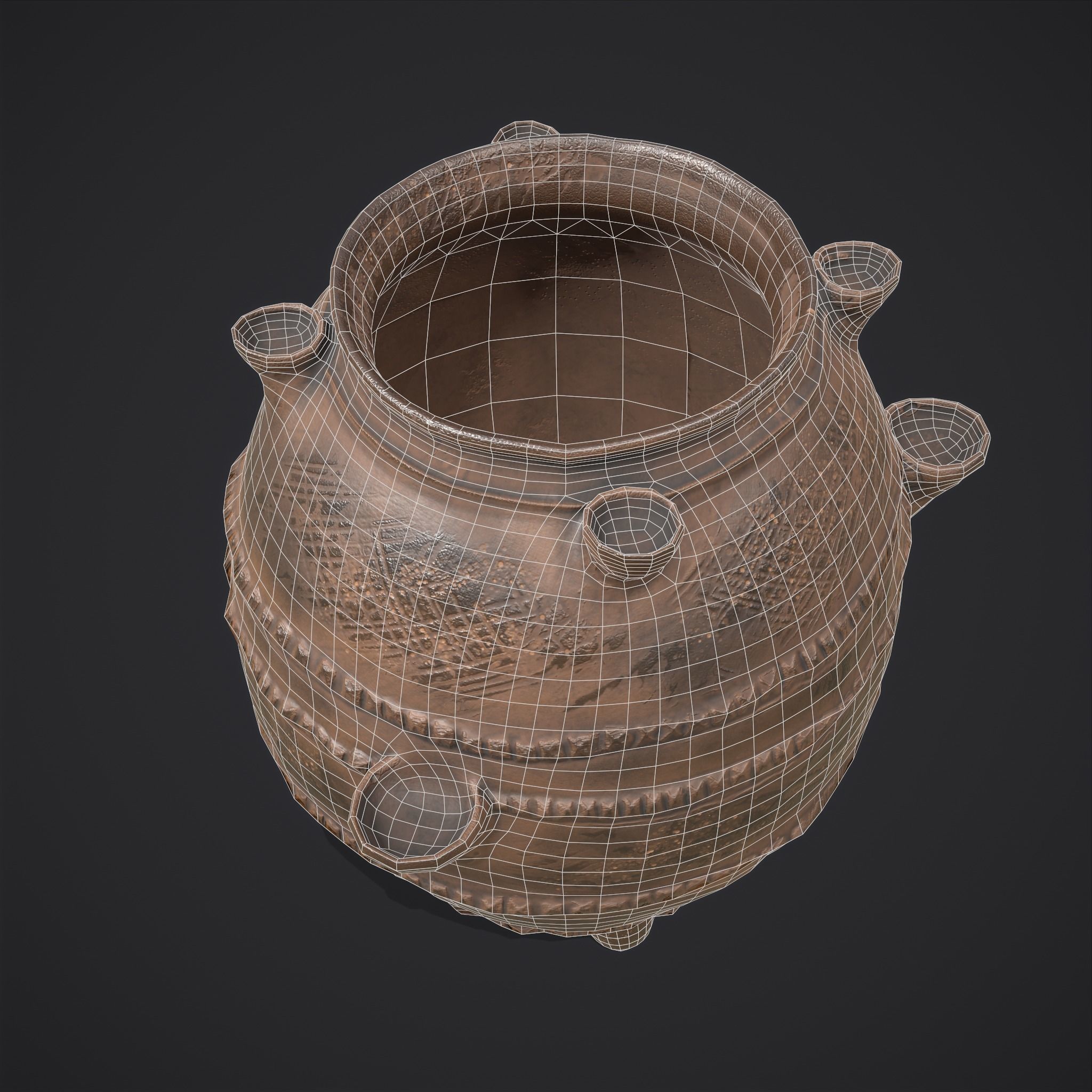 Ancient Pottery Low-poly 3D model_6