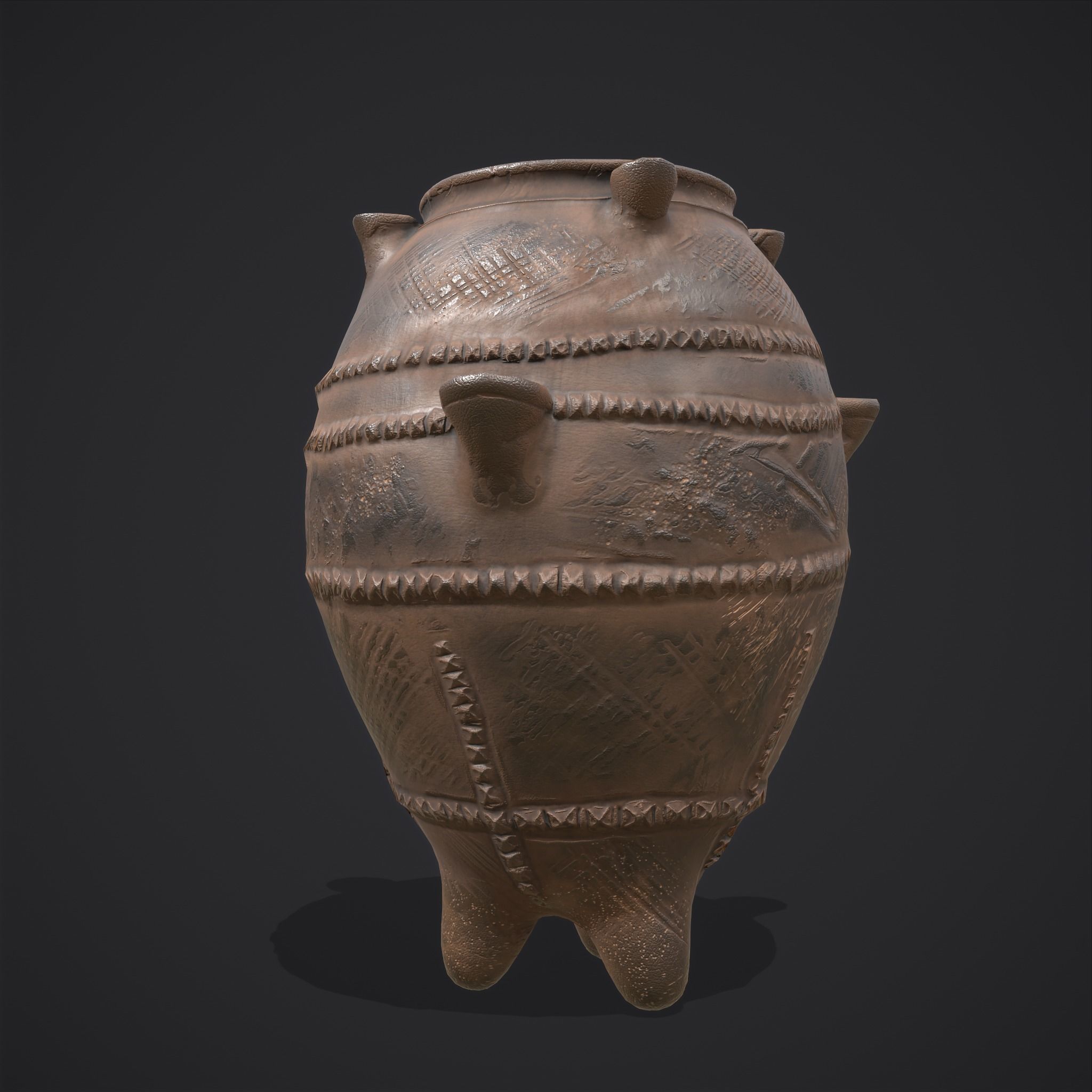Ancient Pottery Low-poly 3D model_11
