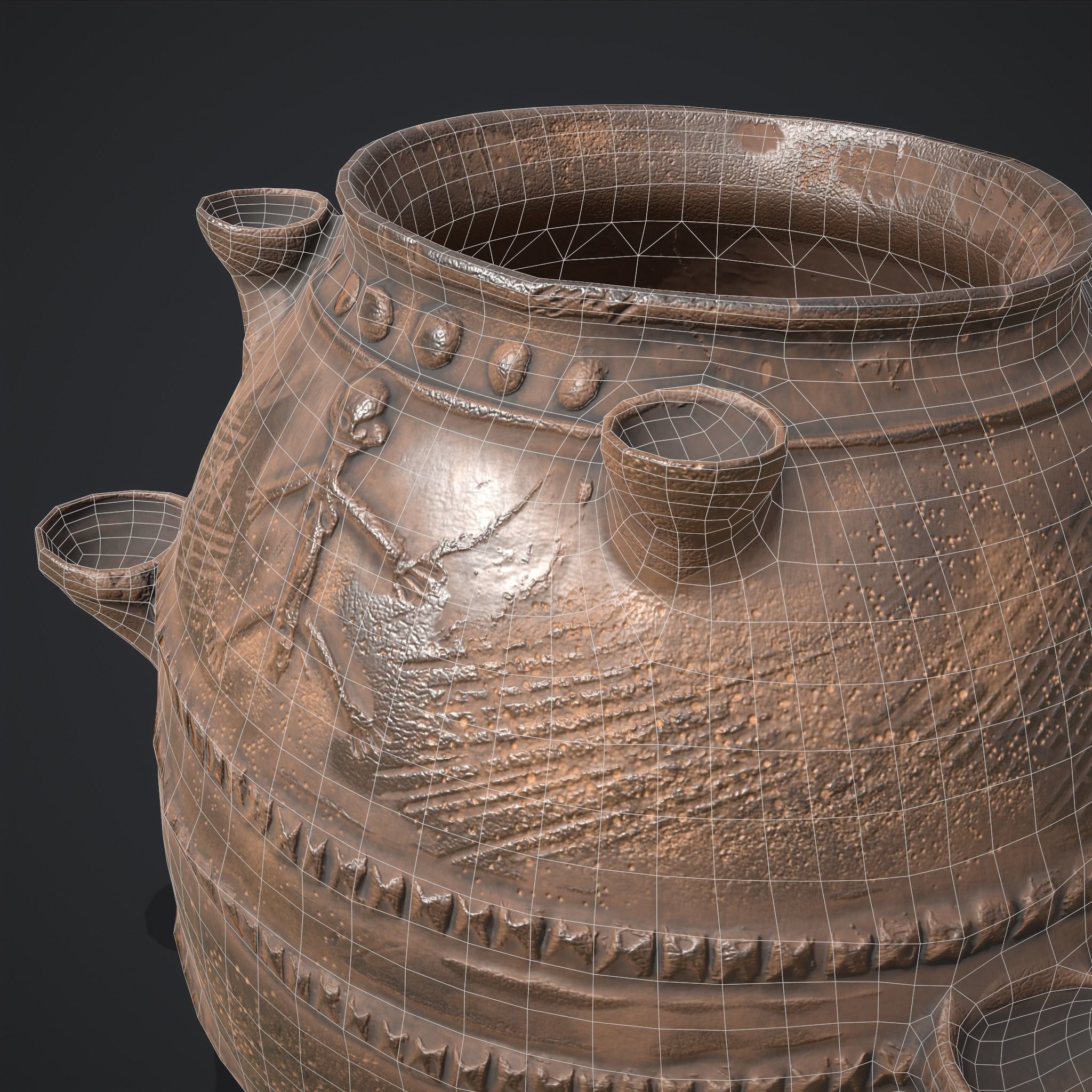 Ancient Pottery Low-poly 3D model_19