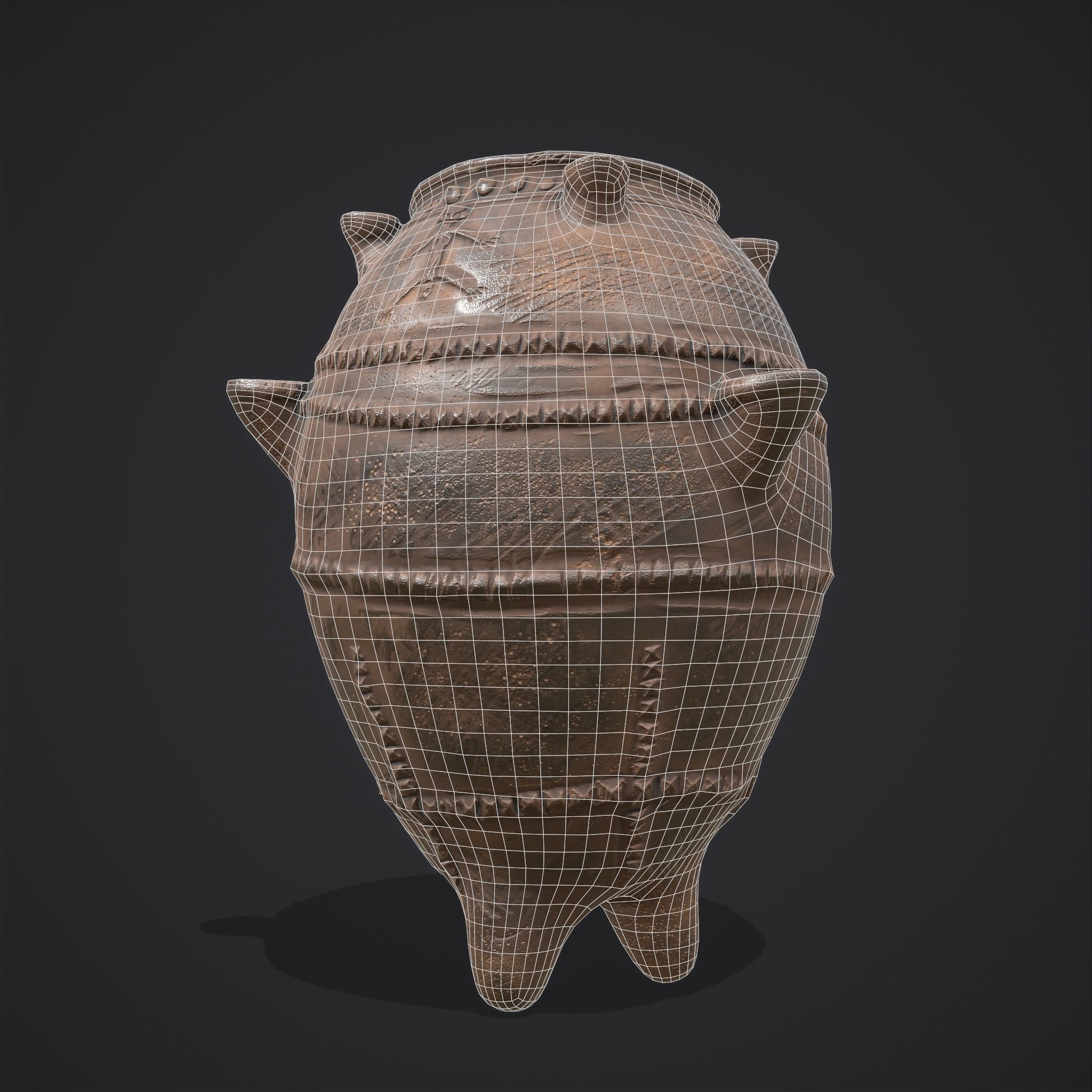 Ancient Pottery Low-poly 3D model_8