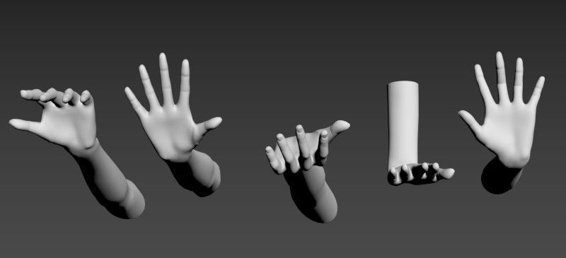 5 Hand Poses 3D model_4
