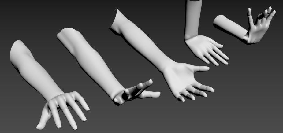 5 Hand Poses 3D model_3