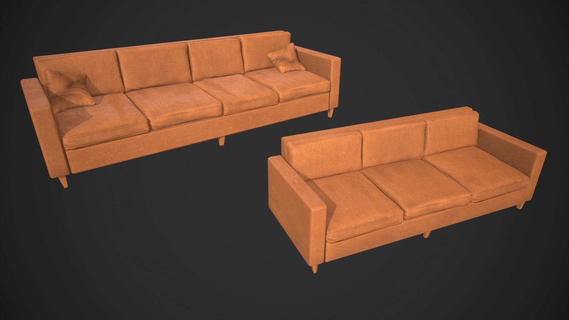 Modern Couch Set Low-poly 3D model_1
