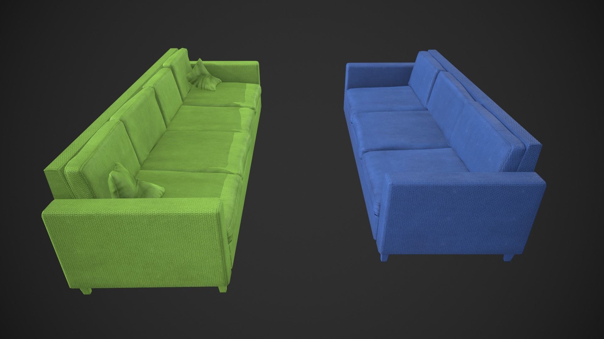 Modern Couch Set Low-poly 3D model_10