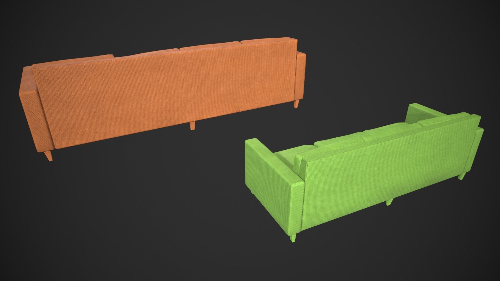 Modern Couch Set Low-poly 3D model_4