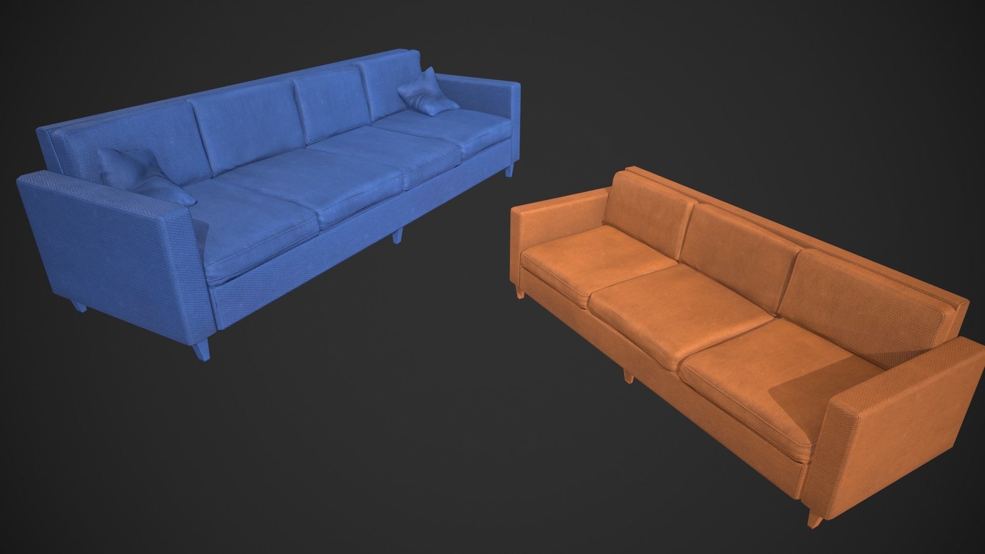 Modern Couch Set Low-poly 3D model_6