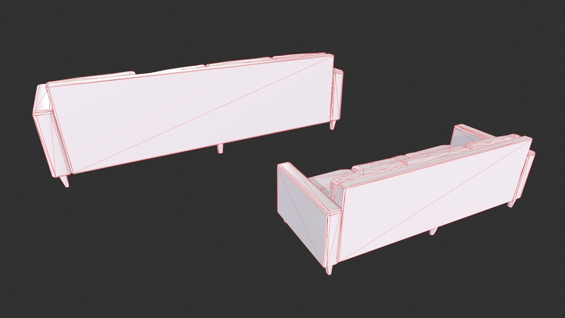 Modern Couch Set Low-poly 3D model_5