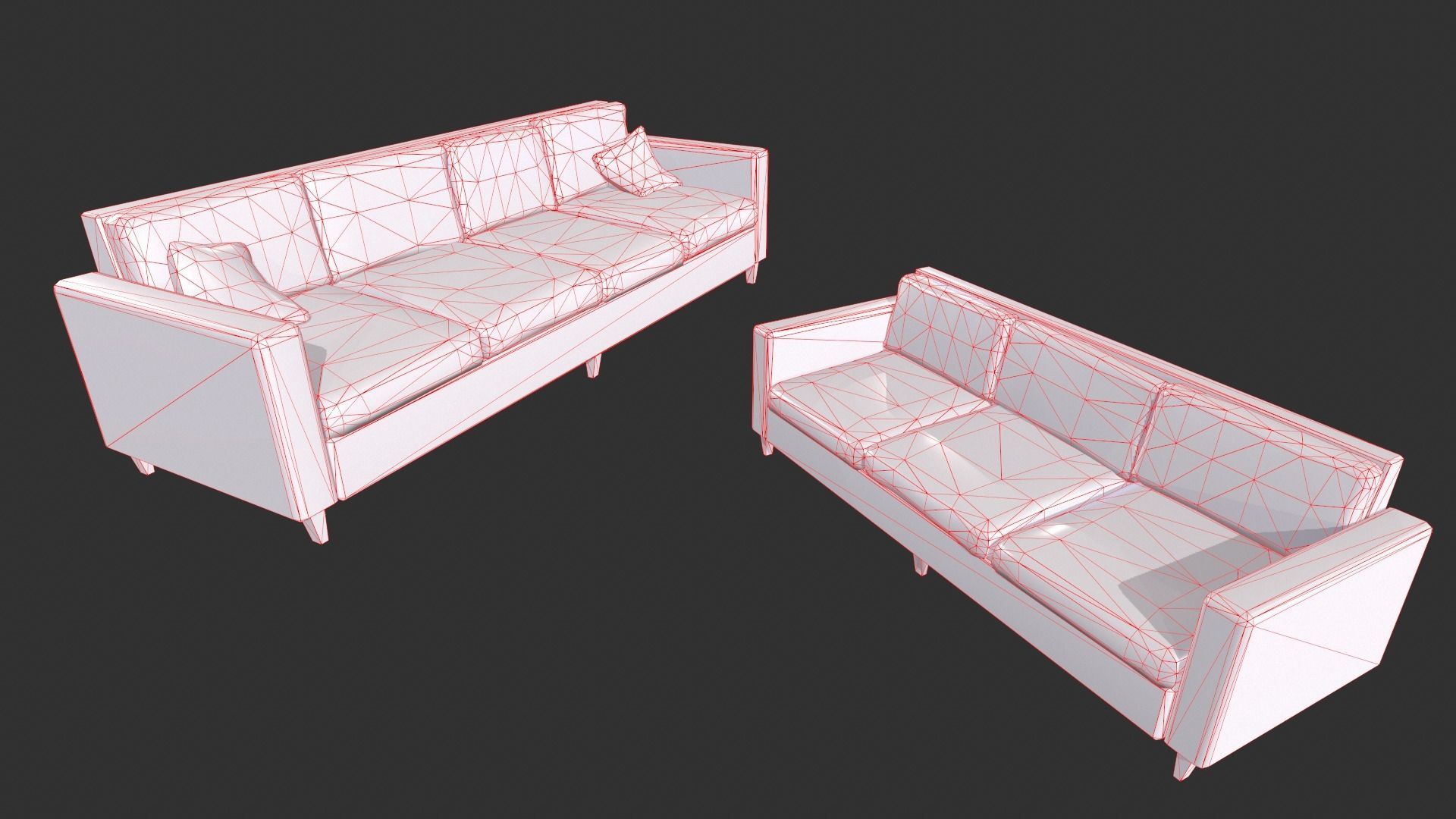 Modern Couch Set Low-poly 3D model_7