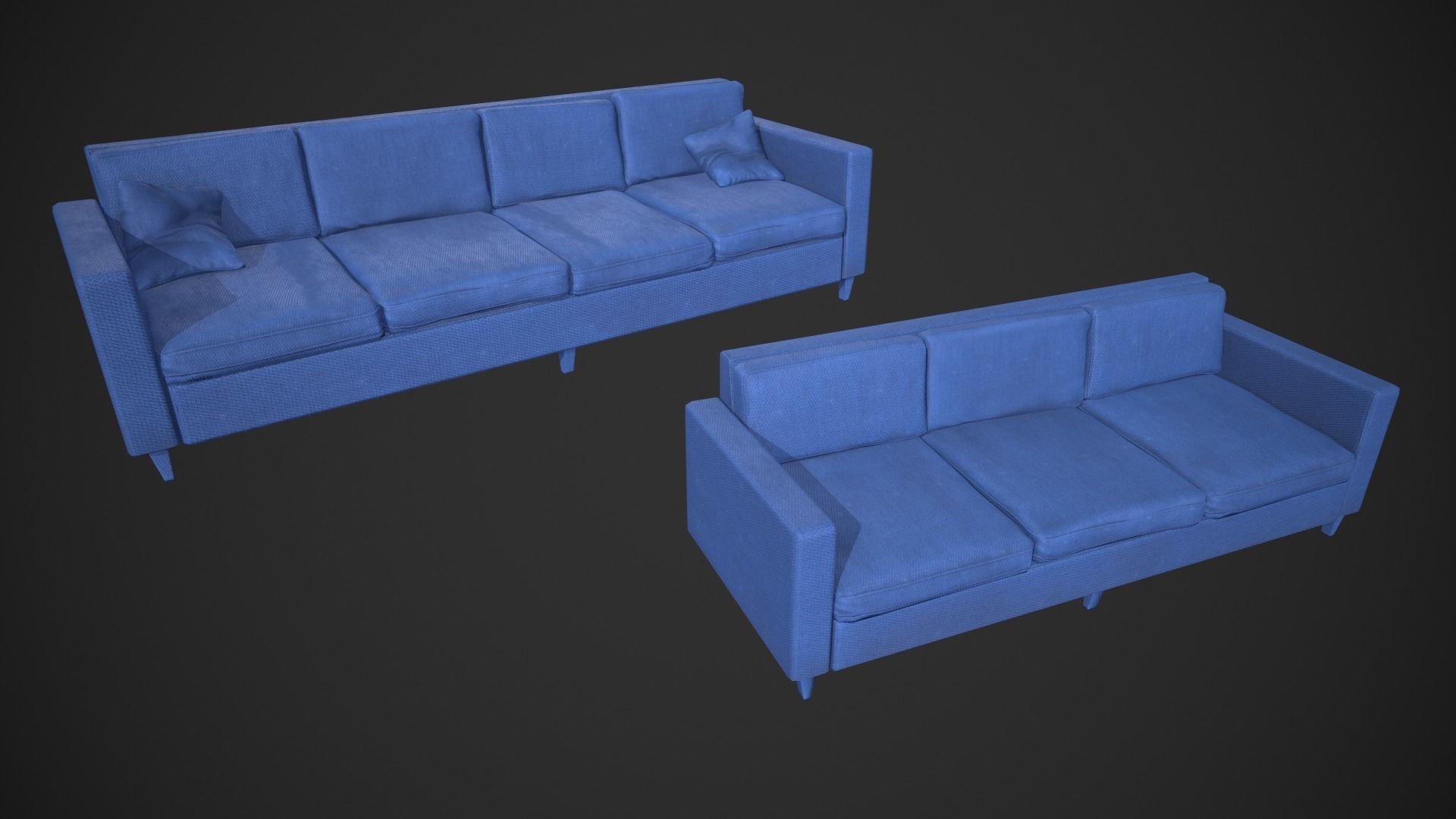 Modern Couch Set Low-poly 3D model_3
