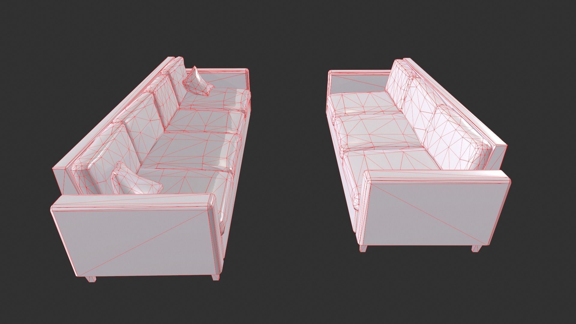 Modern Couch Set Low-poly 3D model_11