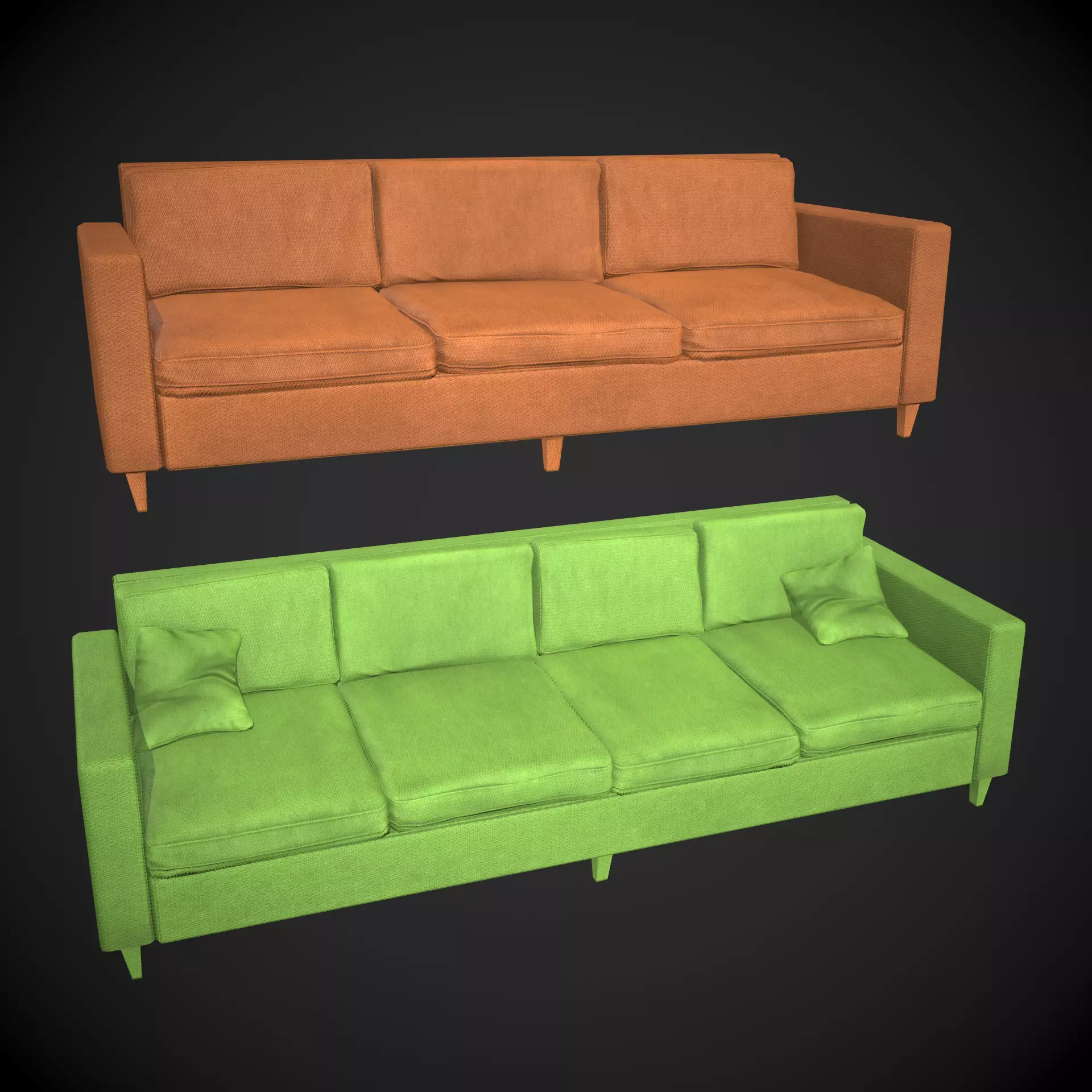 Modern Couch Set Low-poly 3D model_0
