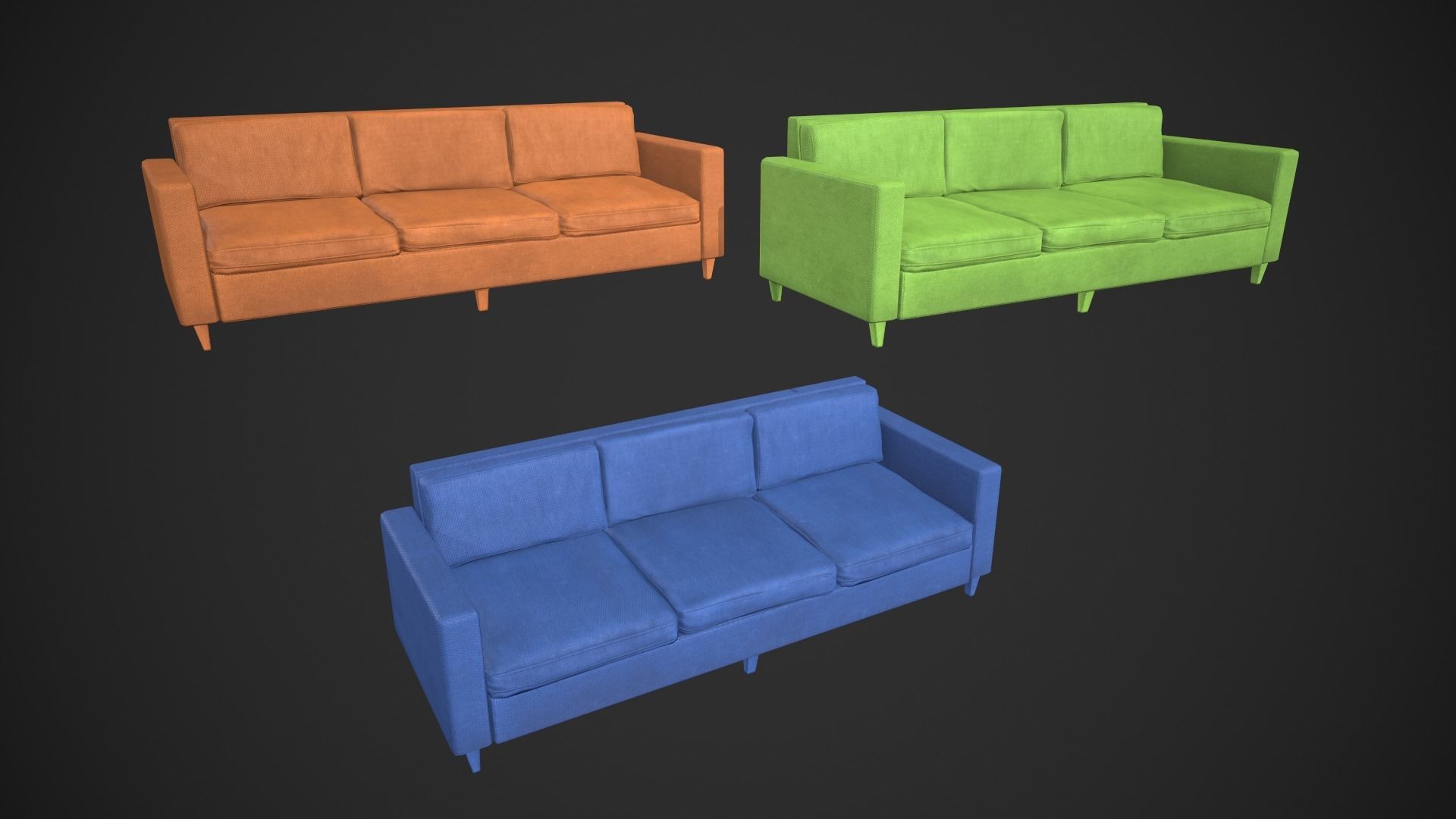 Modern Couch Set Low-poly 3D model_12