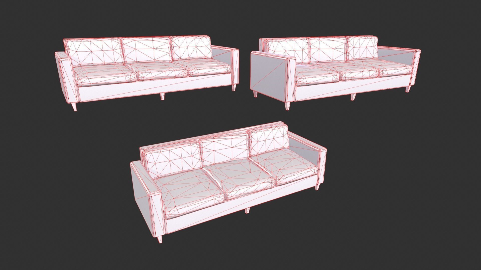 Modern Couch Set Low-poly 3D model_13