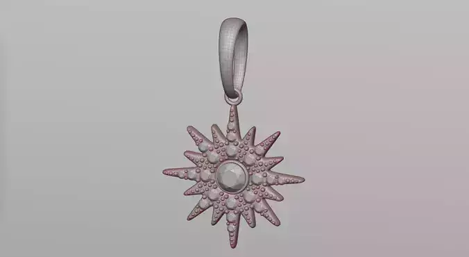 Pendant 2 silver sunburst with diamonds