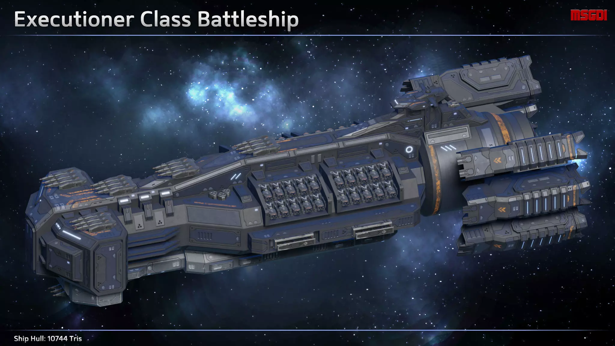 Scifi Battleship Executioner Low-poly 3D model