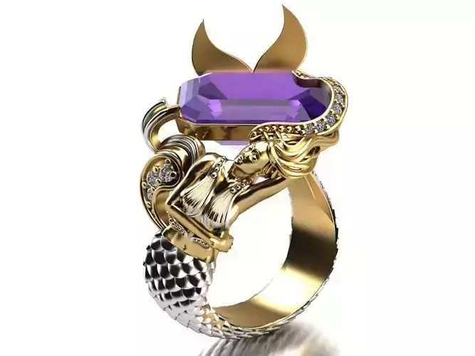 mermaid ring 3D print model