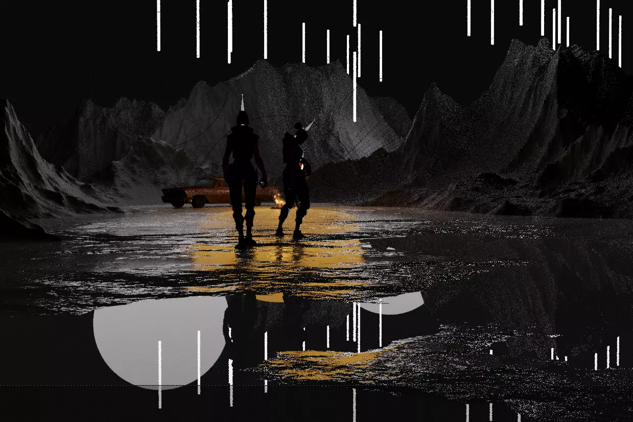 dsfvsd two people in puddle at night Free 3D model
