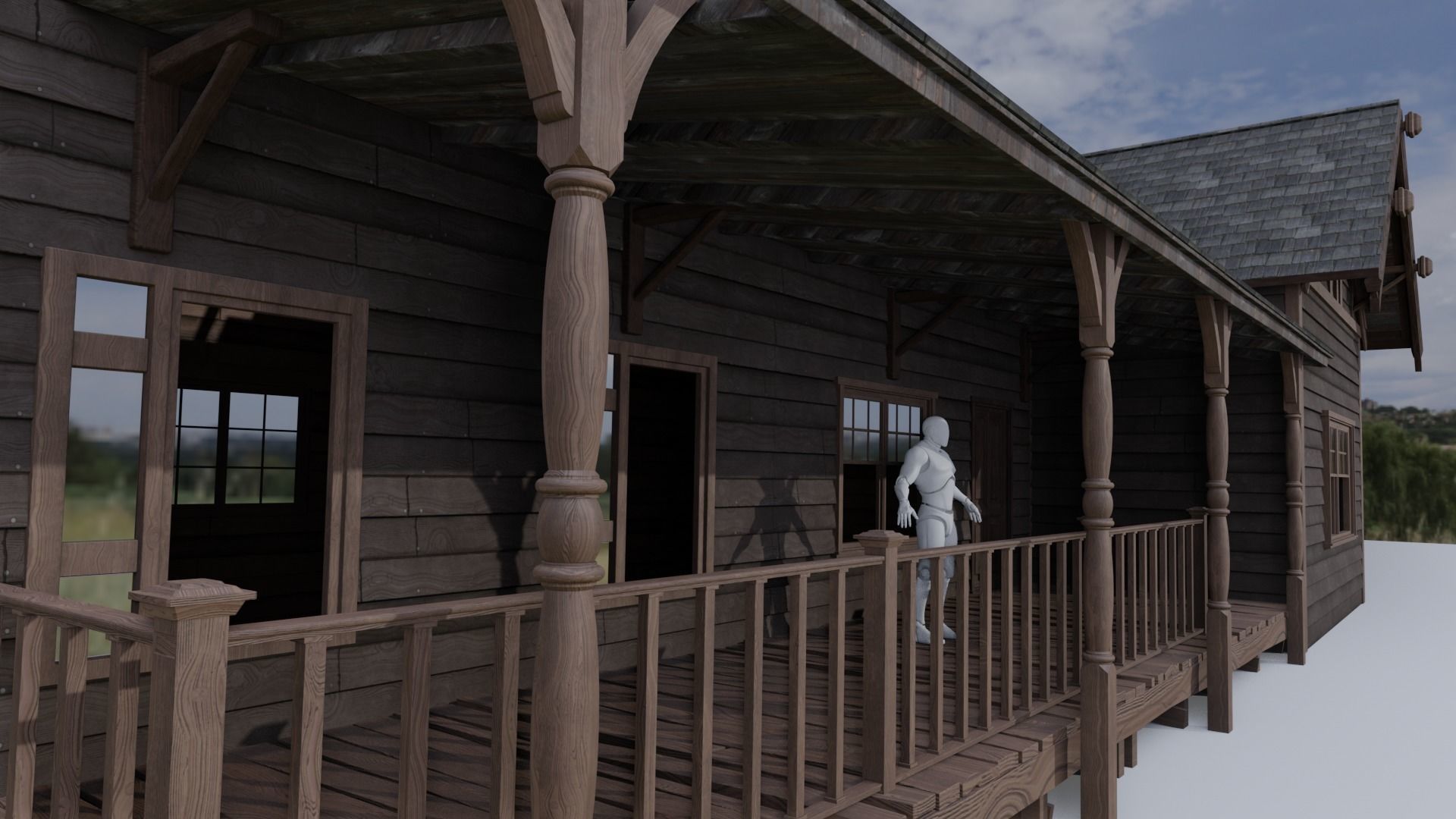 wood cabin 3D model_6