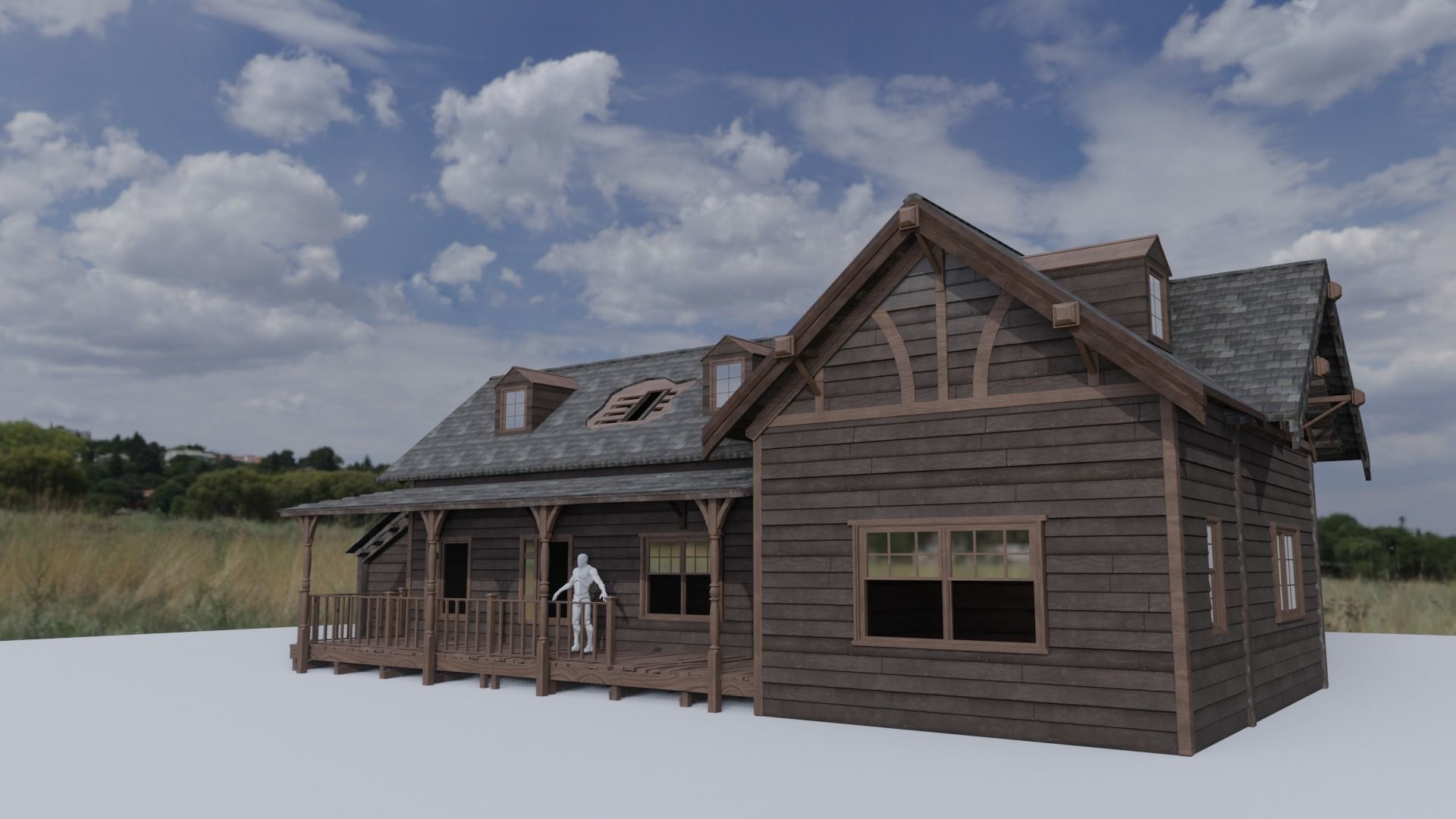 wood cabin 3D model_2