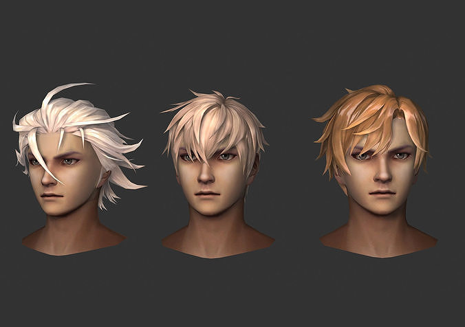 men man hair boy hair hair style 04 Low-poly 3D model